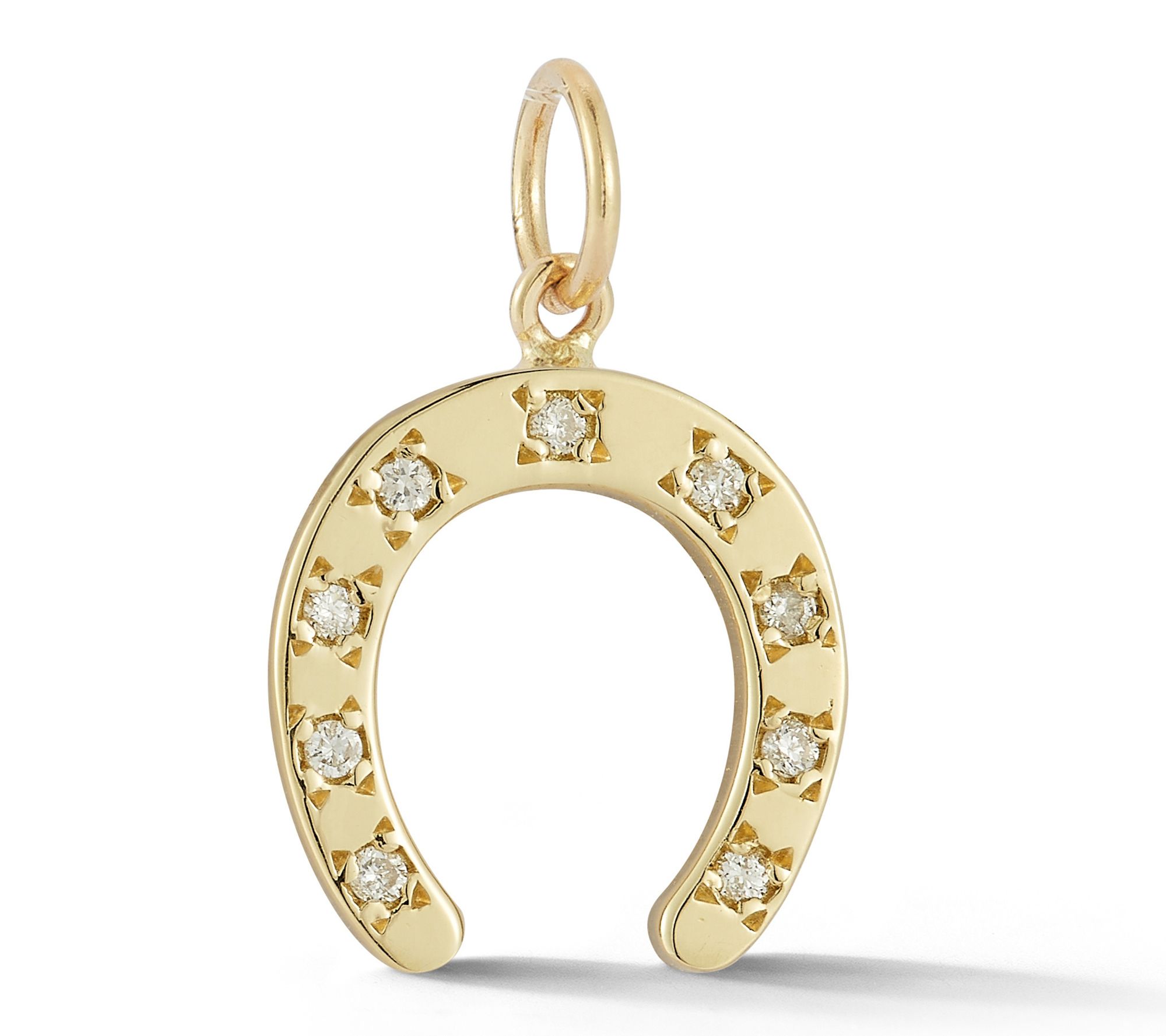 Luminosa Gold Diamond Accented Horseshoe Pendant, 14K