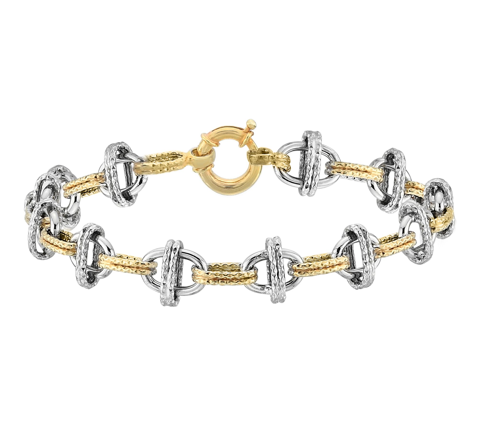 Silver Style Two-Tone Mariner Link Bracelet, Sterling Silver