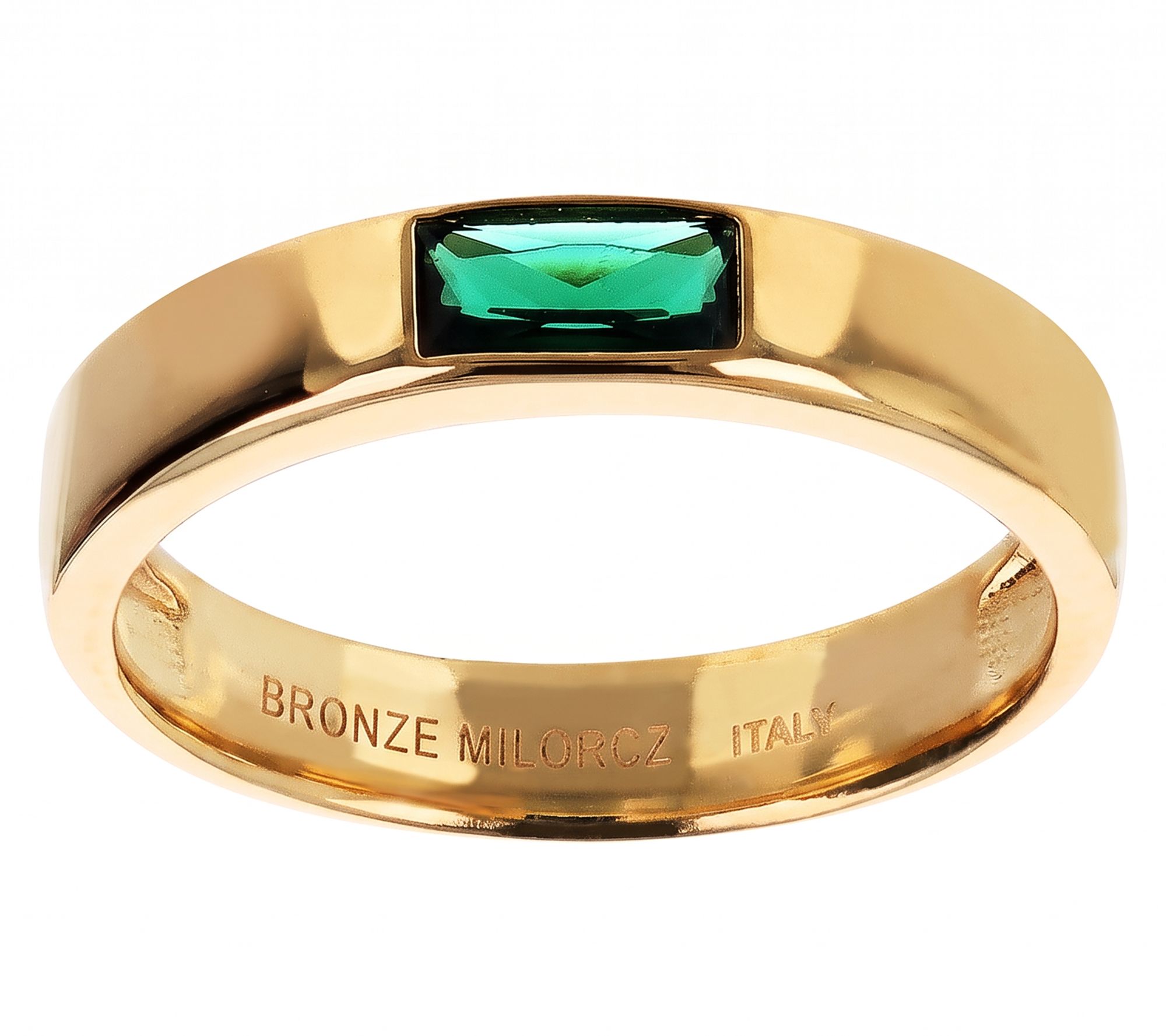 Diamonique x Bronzo Italia Baguette Band Ring,18K Gold Plated
