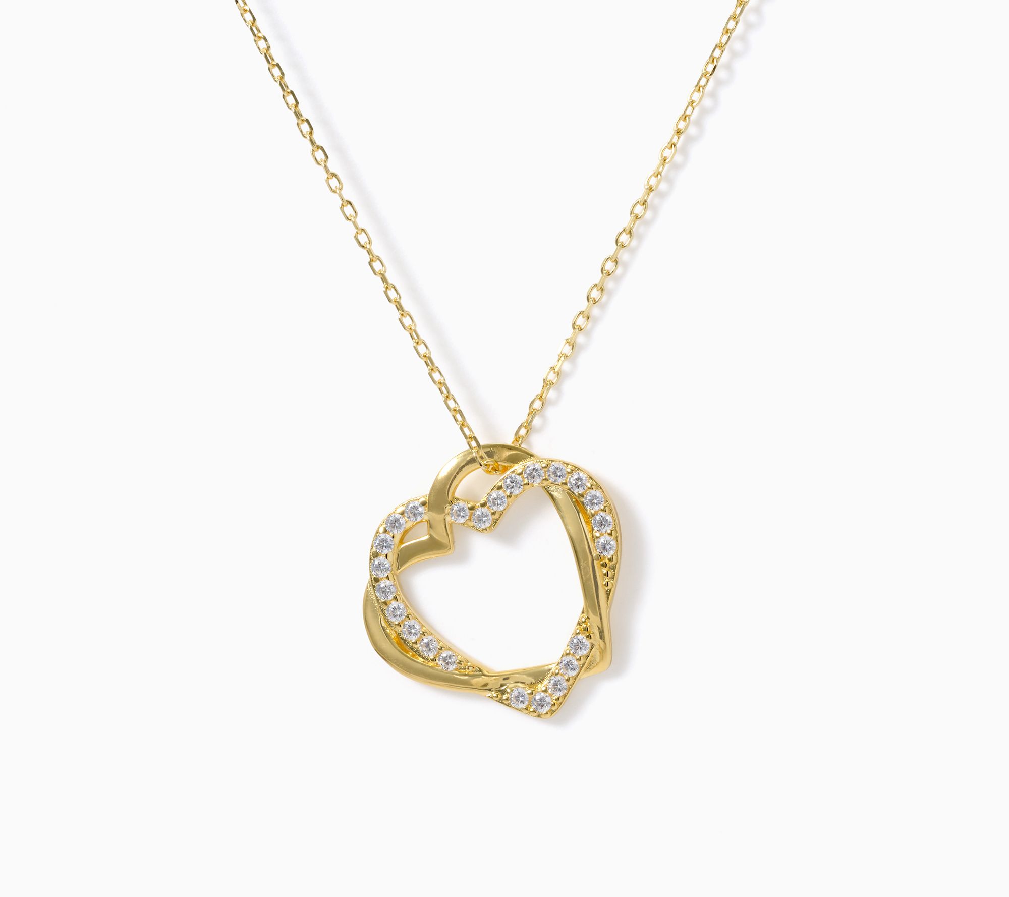 Diamonique Classics Interlocking Hearts Necklace, Sterl | QVC