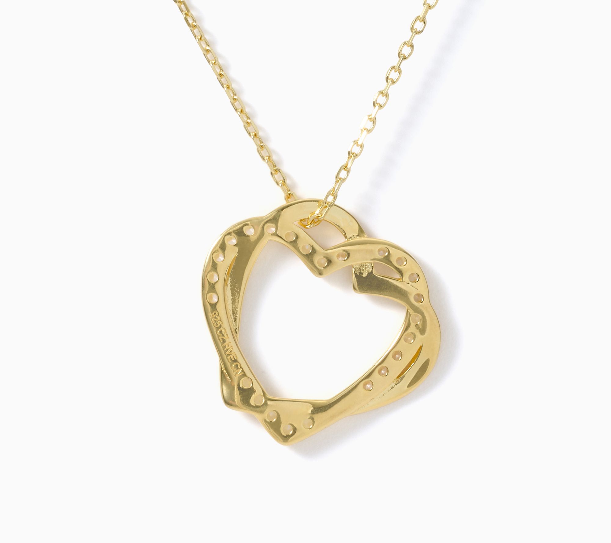 Diamonique Classics Interlocking Hearts Necklace, Sterl | QVC