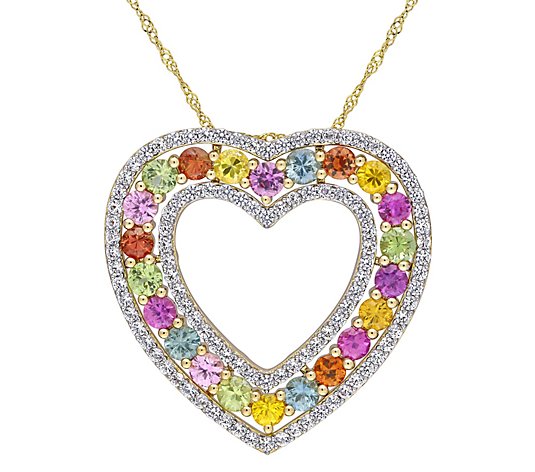 Bellini 14K 4.10 cttw Multi-Sapphire Heart Pendant w/ Chain