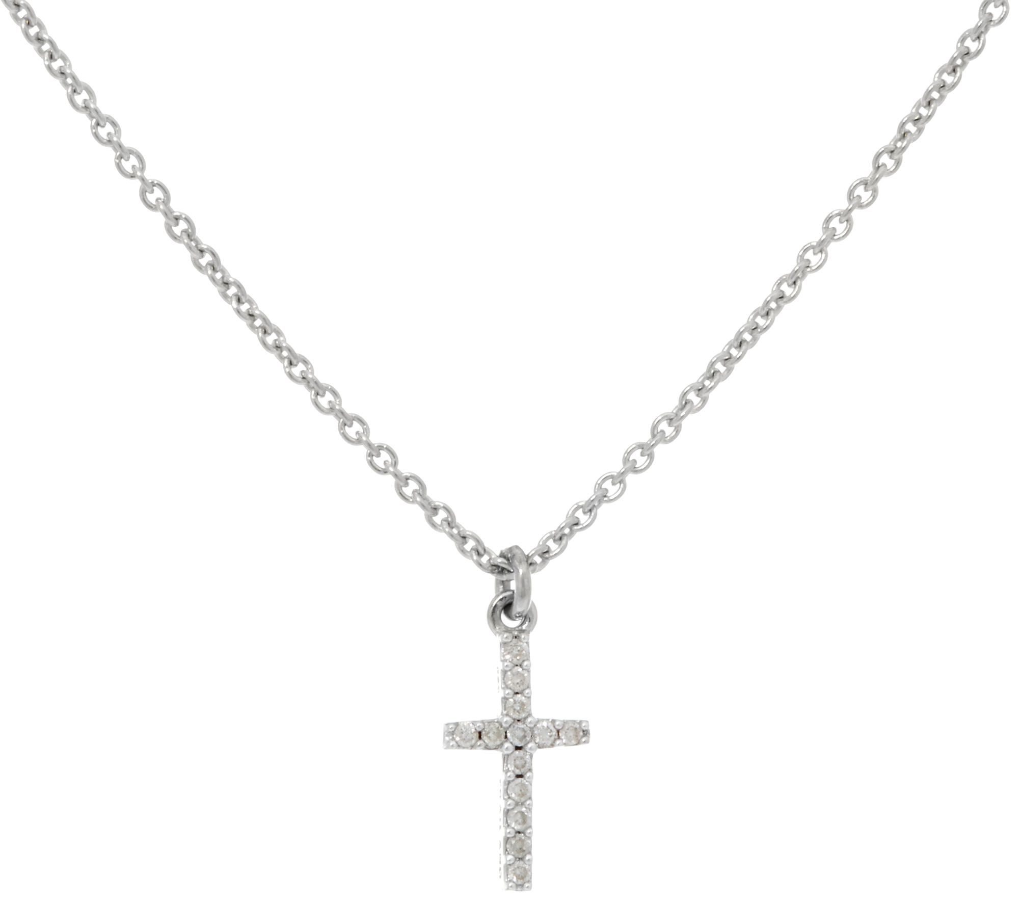 La Soula For Affinity Diamond Mini Cross Sterling Pendant W Chain - Qvc.com