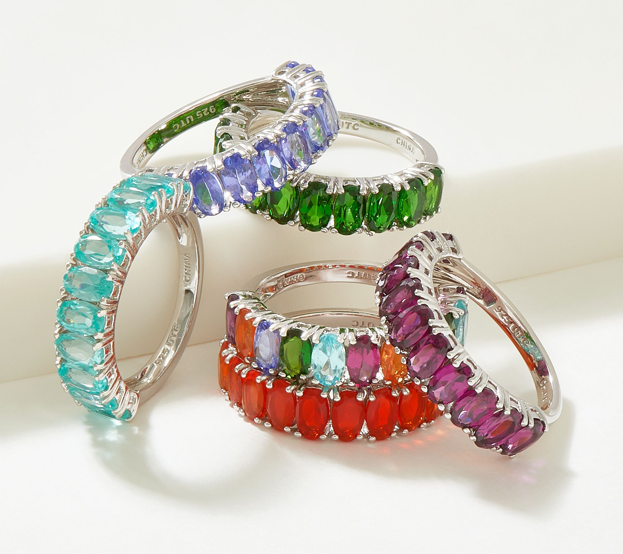 Generation Gems Oval Cut Exotic Gemstone Band Ring, Sterling Silver ...