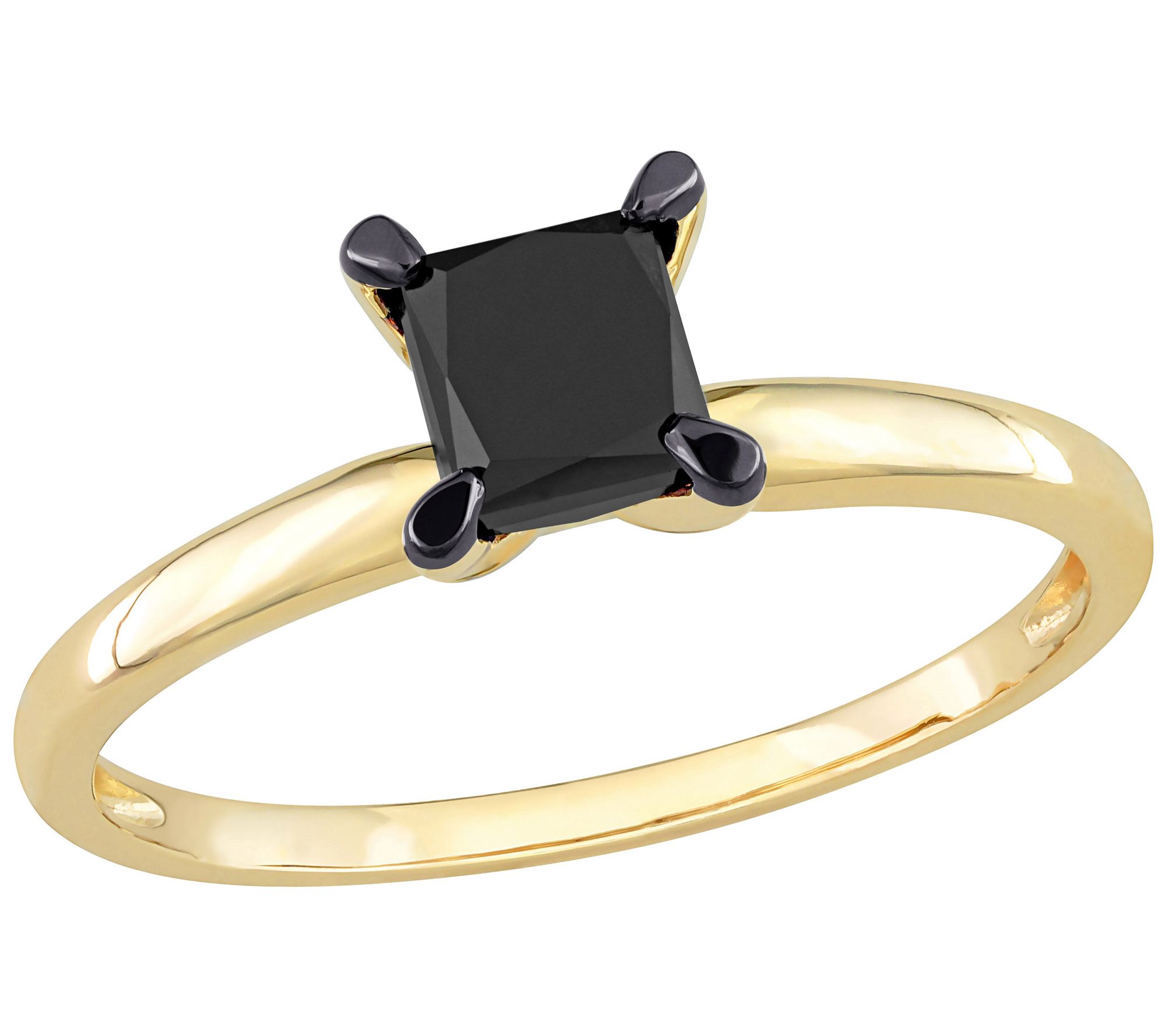 Affinity 1.00 cttw Princess Cut Black Diamond R ing, 14K Gold