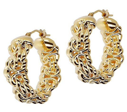 Oro Nuovo Byzantine 1" Round Hoop Earrings, 14K