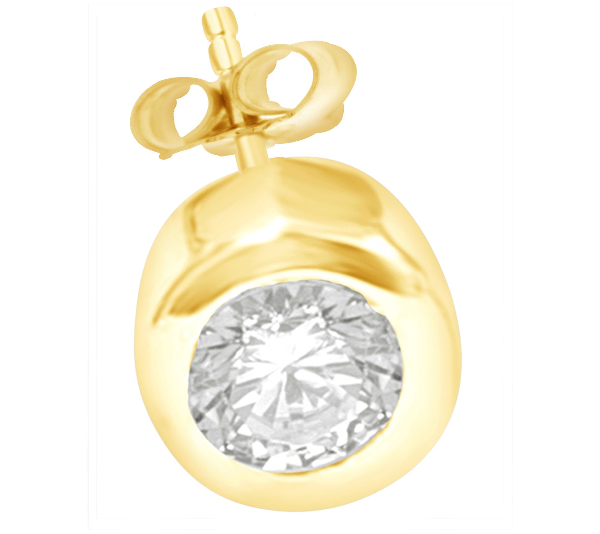 Affinity 0.15 Cttw Diamond Single Bezel Stud Ea rring, 14K Gol