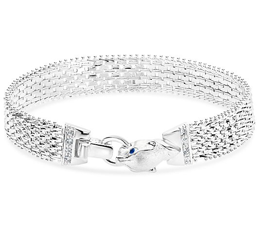 Imperial Silver Multi-Gemstone Panther Head Bracelet