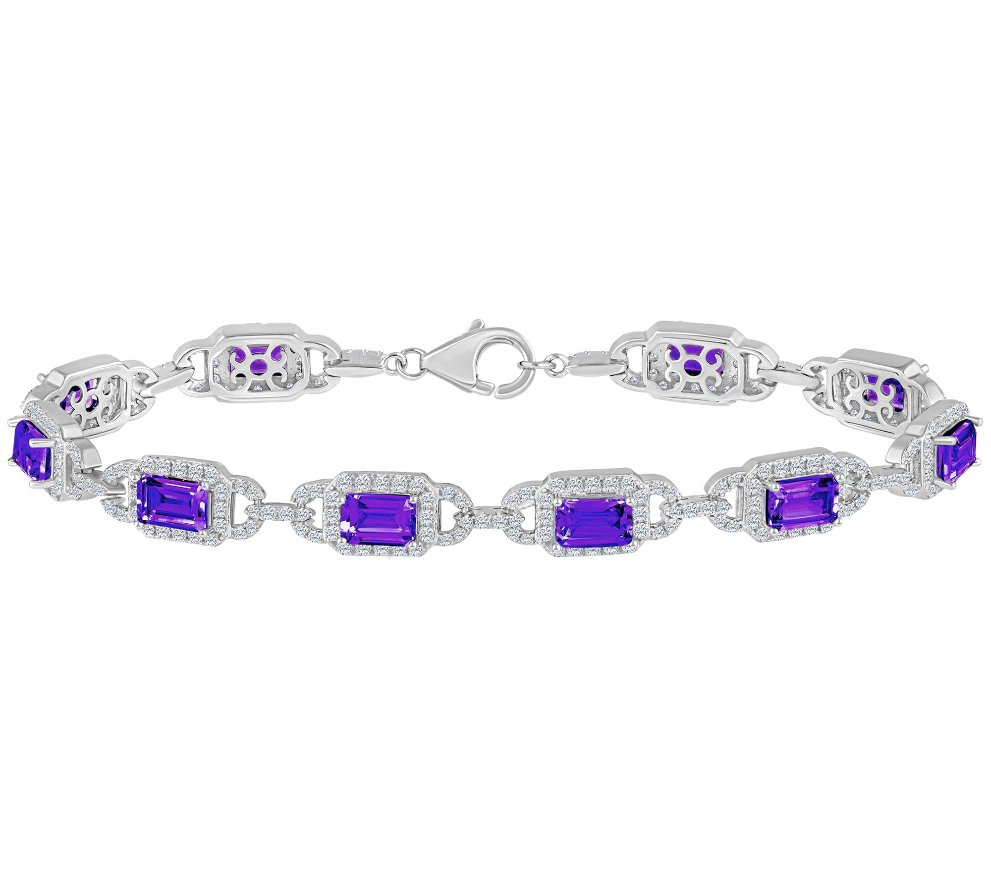 Affinity Gems Emerald Cut Gemstone Bracelet, Sterling Silver