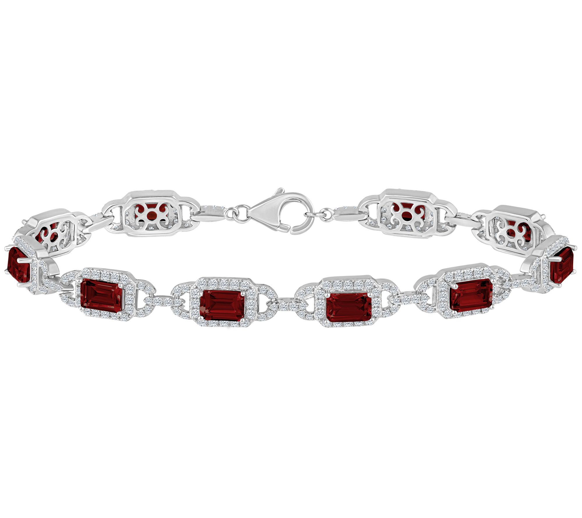 Affinity Gems Emerald Cut Gemstone Bracelet, Sterling Silver