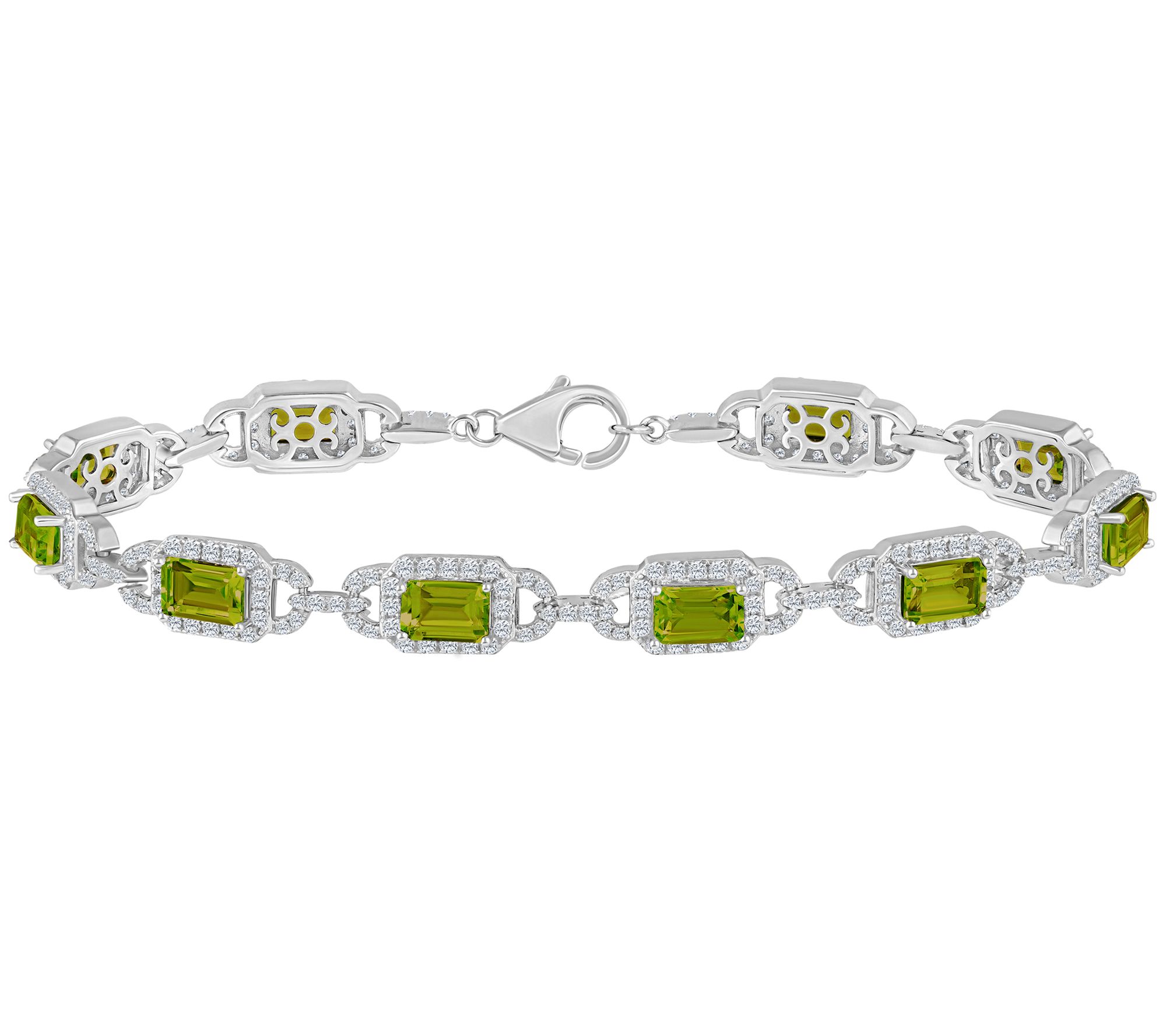 Affinity Gems Emerald Cut Gemstone Bracelet, Sterling Silver