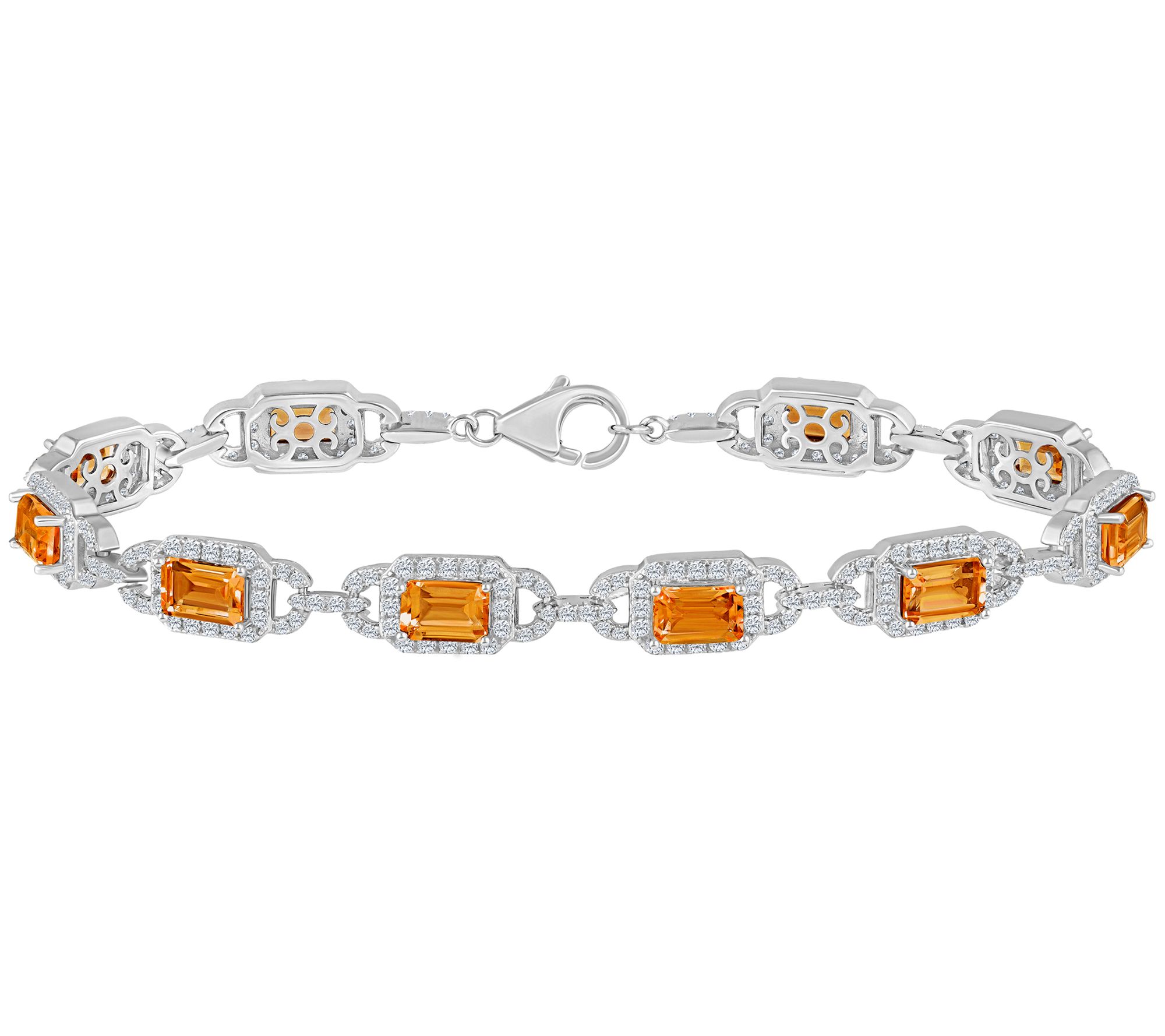 Affinity Gems Emerald Cut Gemstone Bracelet, Sterling Silver