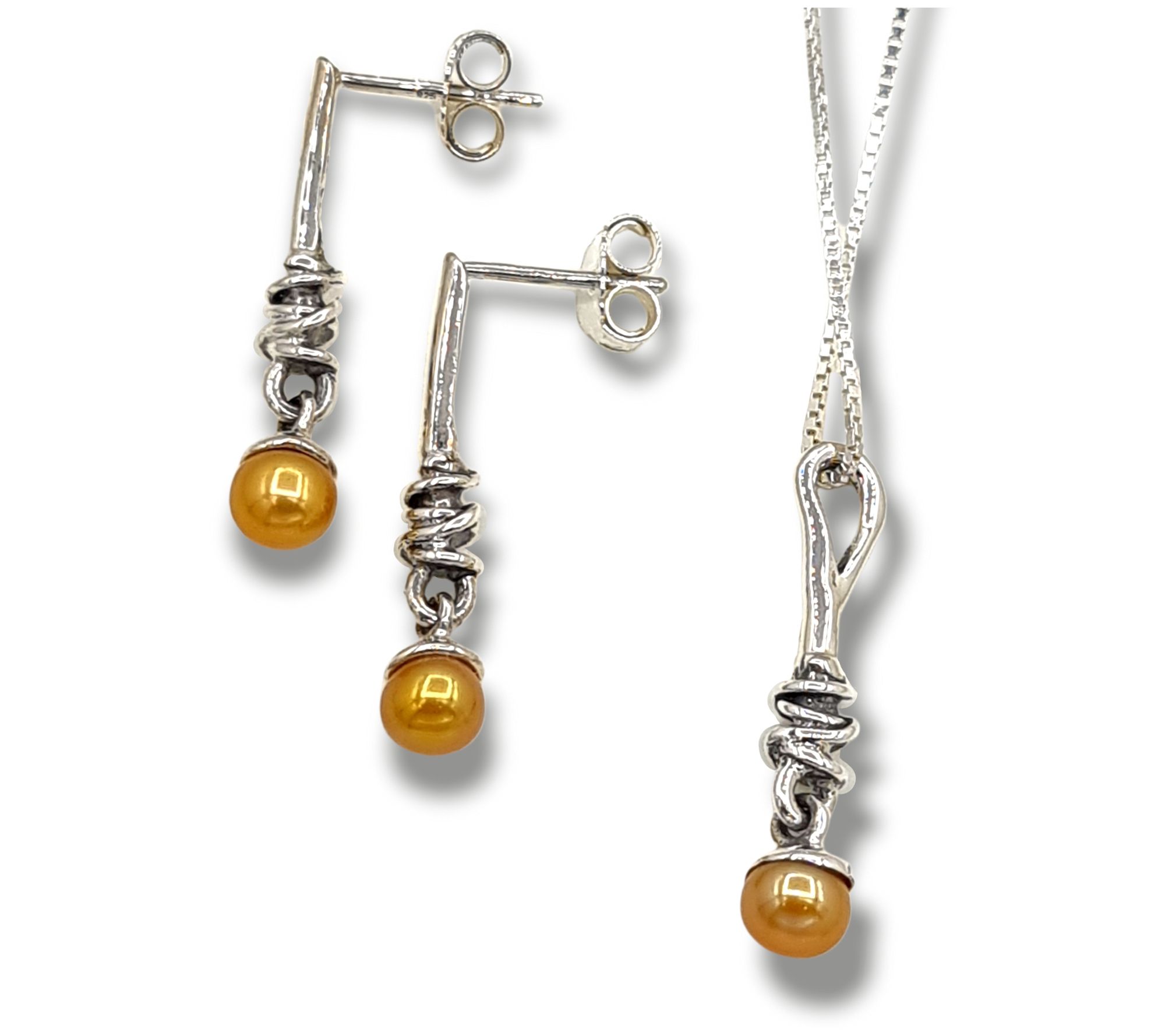 Hagit Cultured Pearl Earrings & Necklace Set,Sterling Silver
