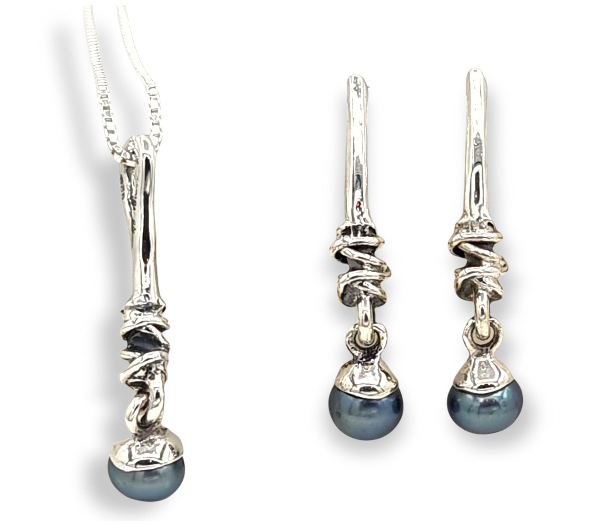 Hagit Cultured Pearl Earrings & Necklace Set,Sterling Silver