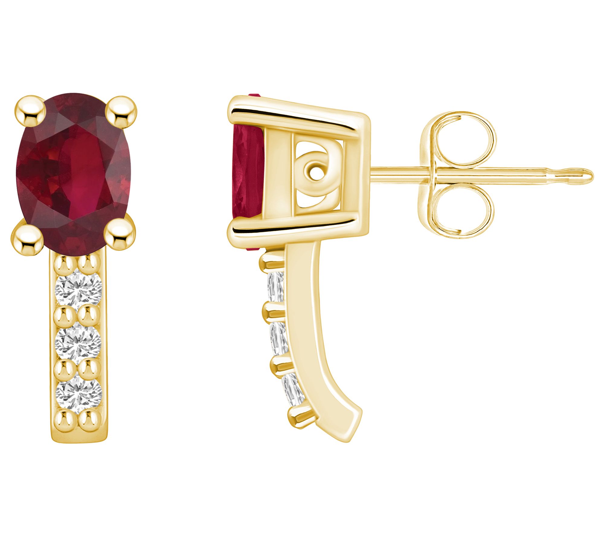 Affinity Gems 14K 1.20 cttw Ruby 0.10 cttw Diam ond Studs
