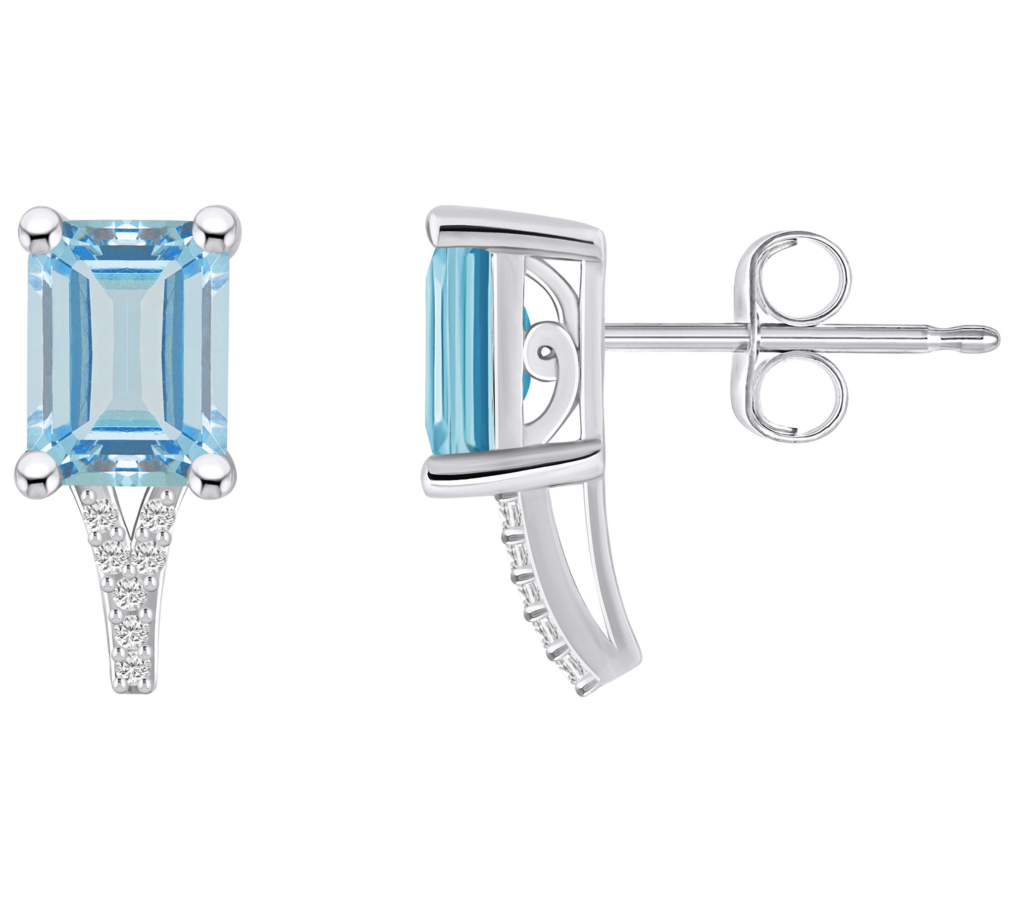 Affinity Gems 14K 2.80 cttw Aquamarine Diamond Accent Studs