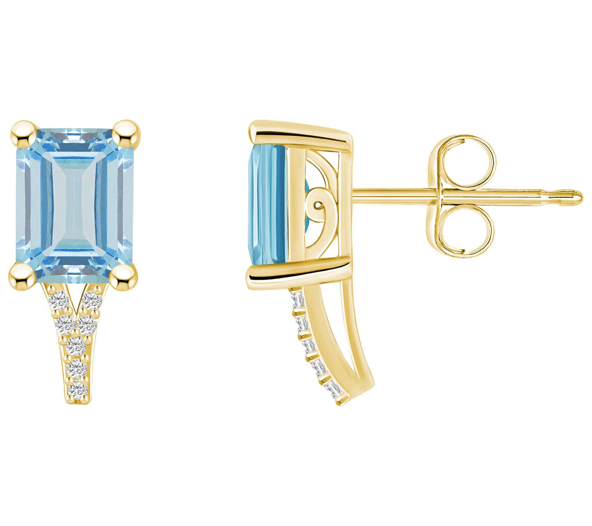 Affinity Gems 14K 2.80 cttw Aquamarine Diamond Accent Studs