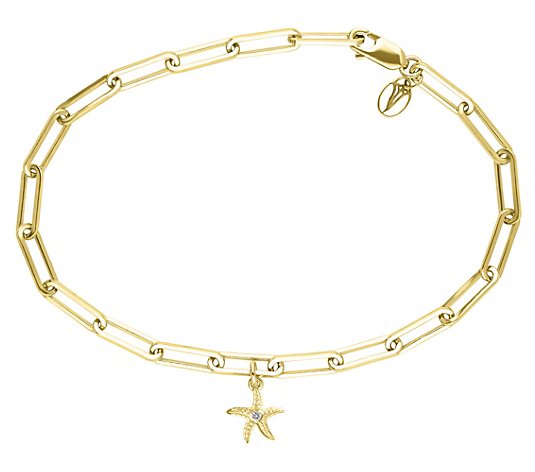 Goddaughters 14K Clad White Sapphire Starfish Ankle Bracelet