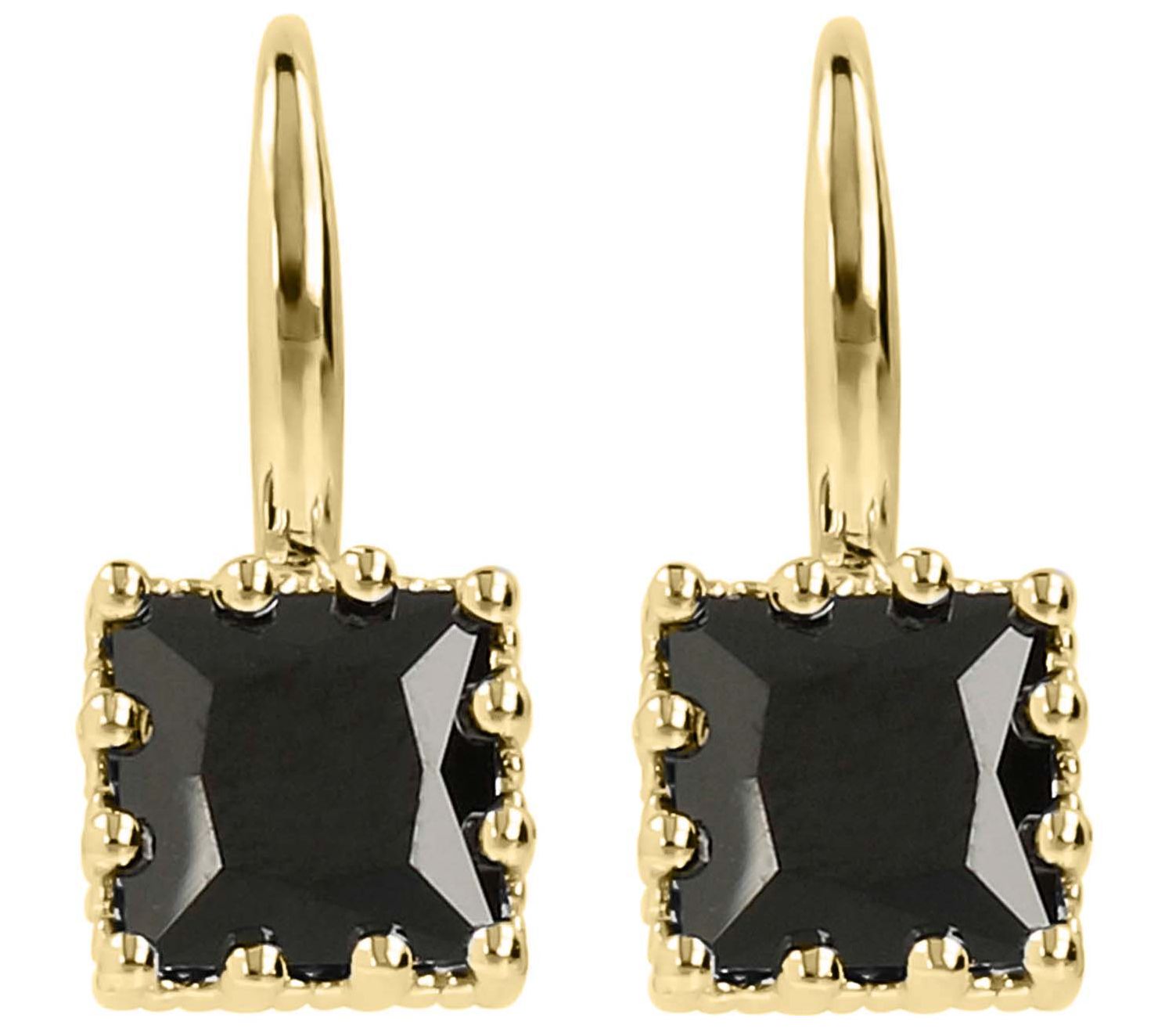 Diamonique 2.35 cttw Princess Cut Earrings, 14K Gold Plated