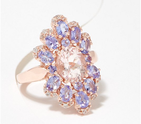 "As Is" Affinity Gems Flower Gemstone & Morganite Ring, Sterling