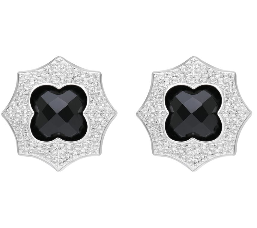 Margo Manhattan Sterling Silver Onyx Roey Earri ngs