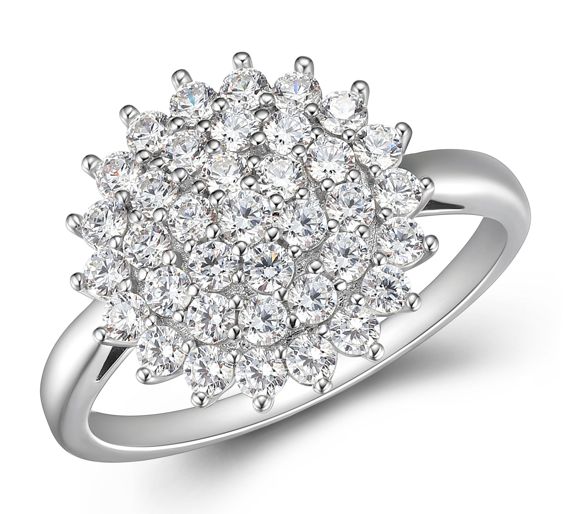 Diamonique 2.15 cttw Cluster Flower Ring, Sterling Silver