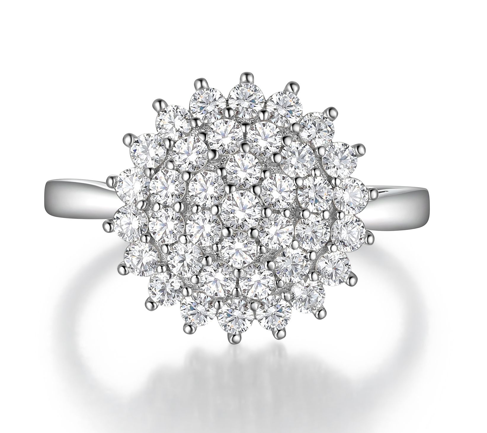 Diamonique 2.15 cttw Cluster Flower Ring, Sterling Silver