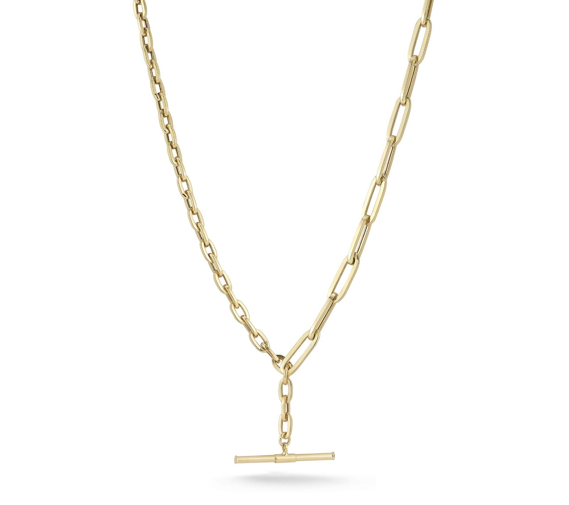 Luminosa Gold Bar Dangle Paperclip Chain Necklace, 14K - QVC.com