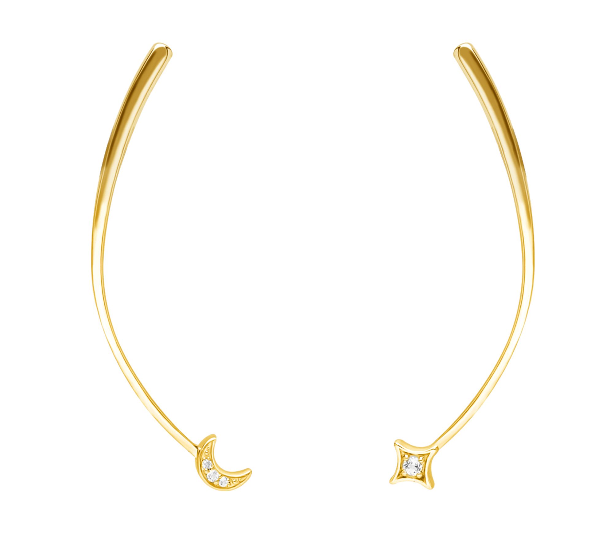 Goddaughters 14K Gold Clad White Topaz Moon & Star Earrings