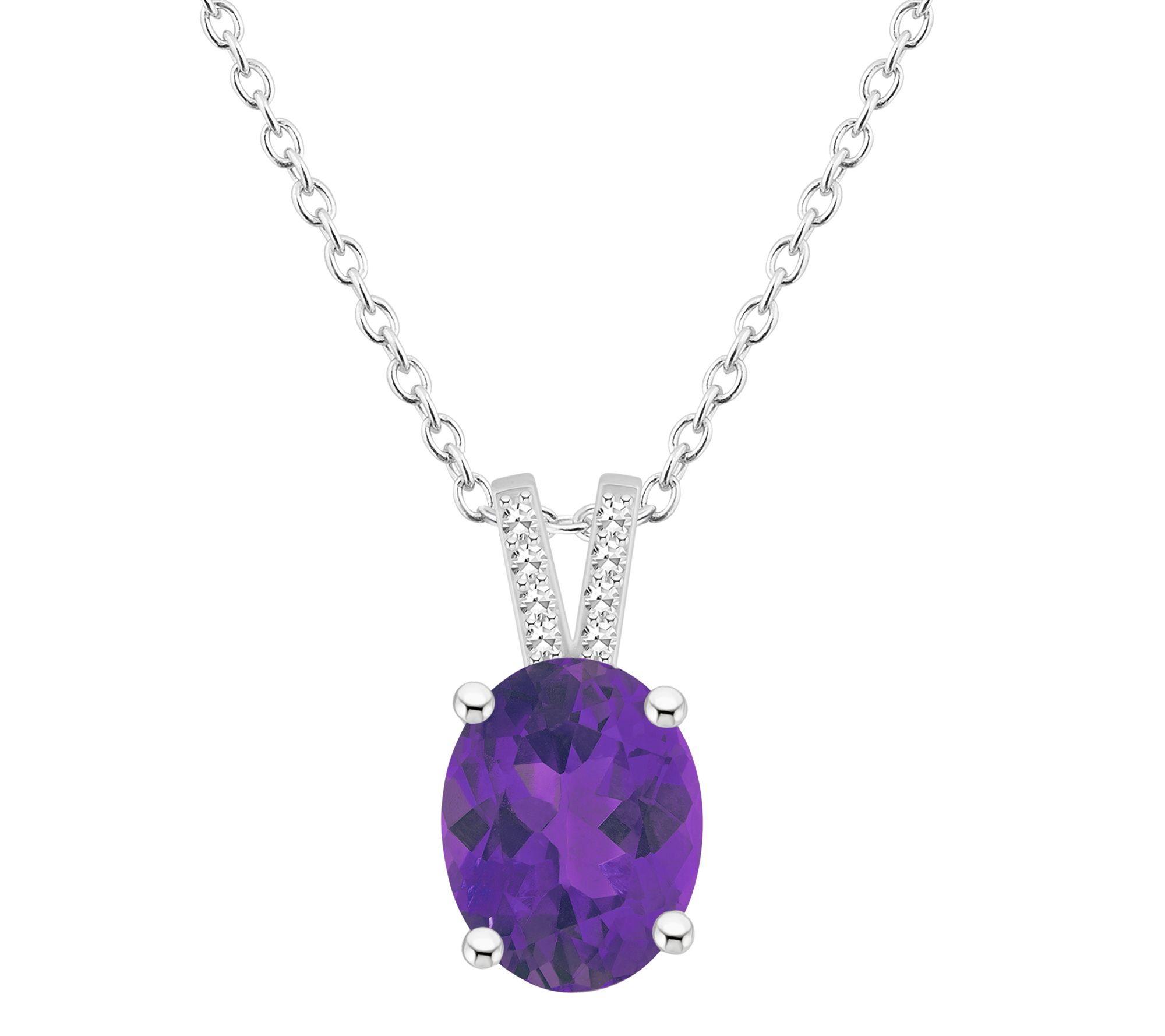 Affinity Gems Oval Gemstone & Diamond Accent Pendant w/ Chain