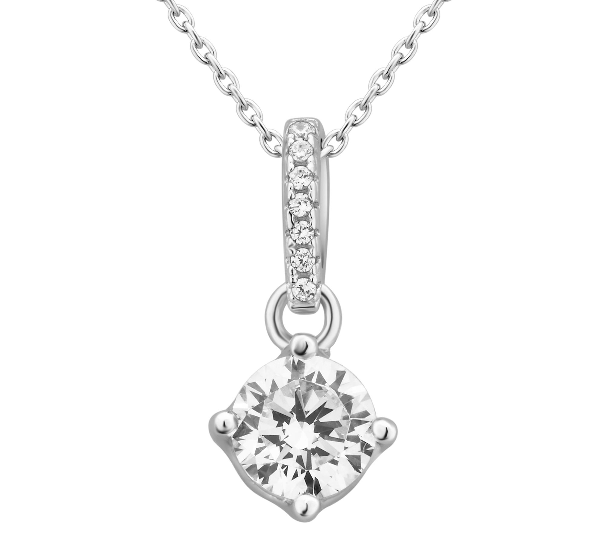 Diamonique 0.30 cttw Pendant w/ Chain, Sterling Silver - QVC.com