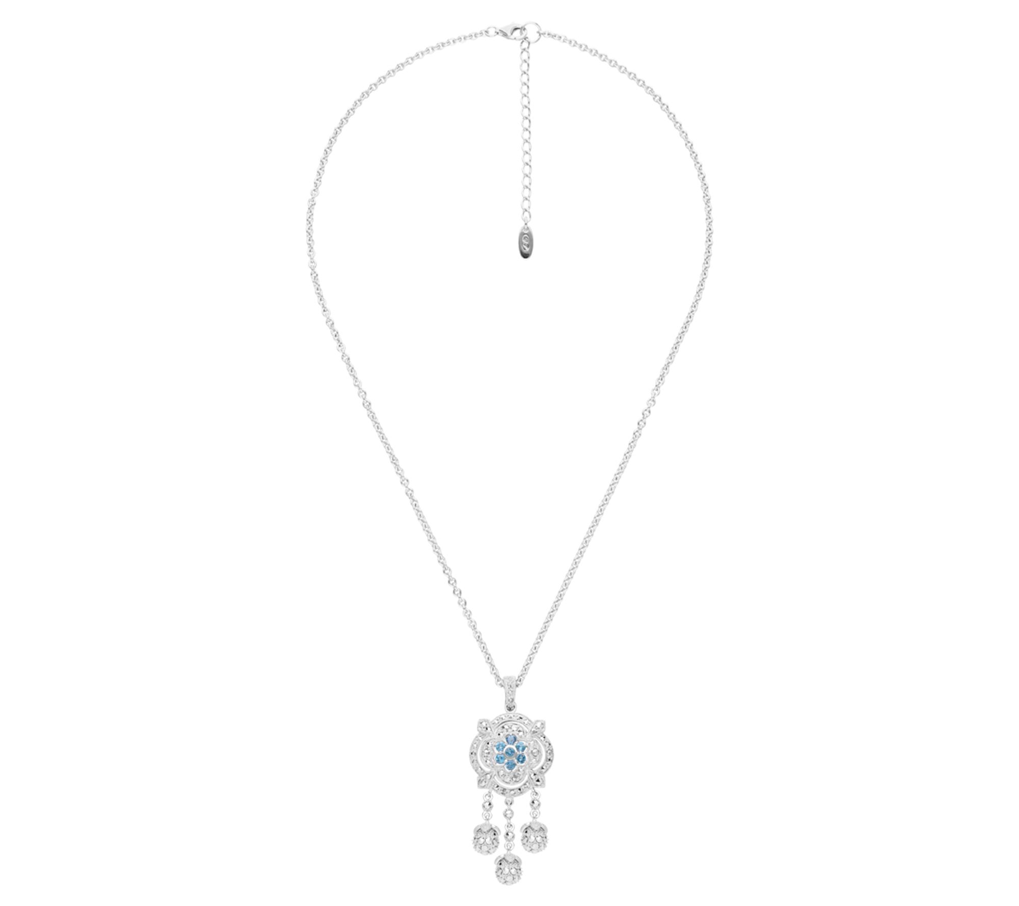 Dallas Prince Sterling Marcasite & Blue Topaz Pendant w/ Chain - QVC.com