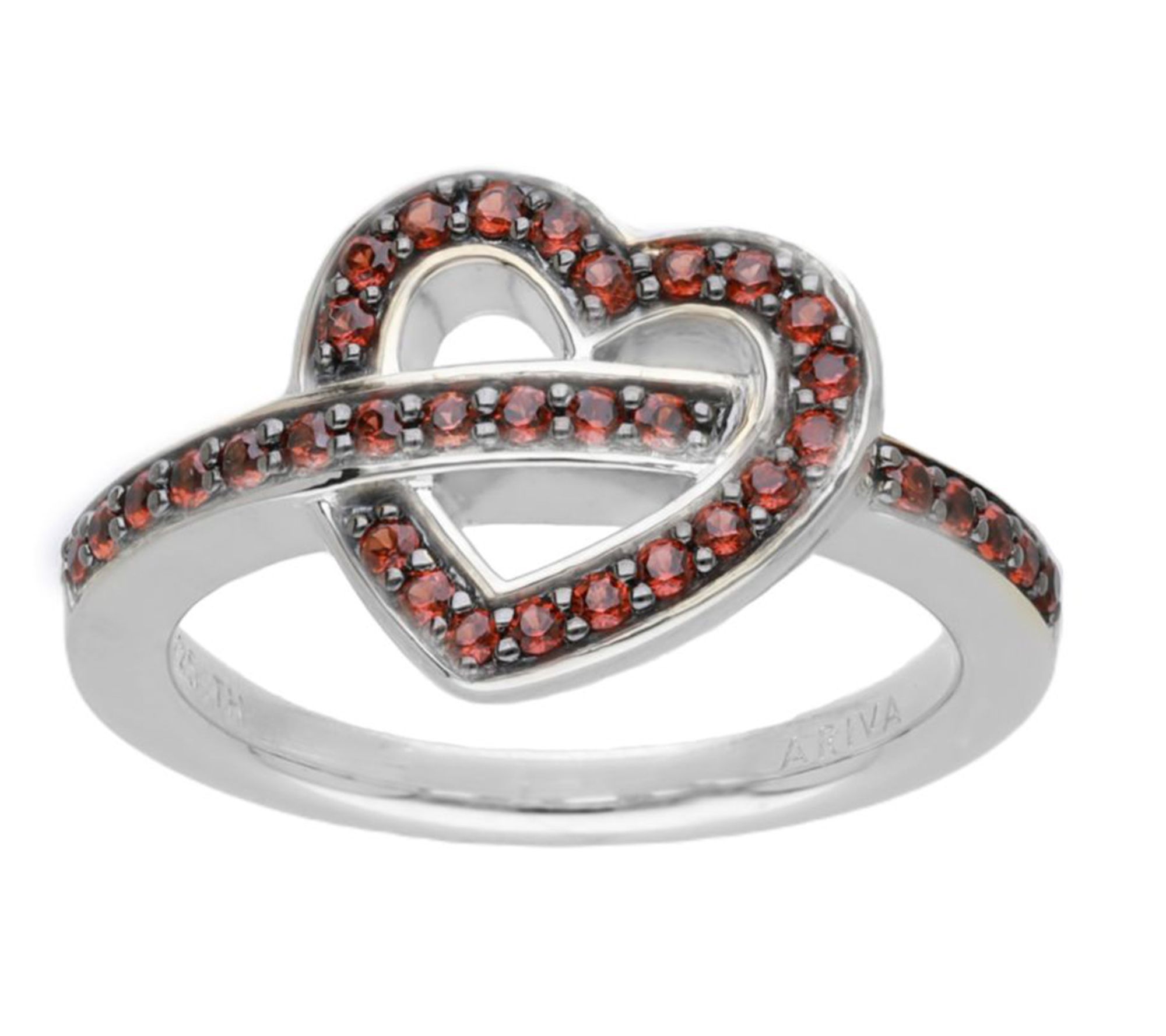Ariva Sterling Silver Garnet Open-Heart Ring