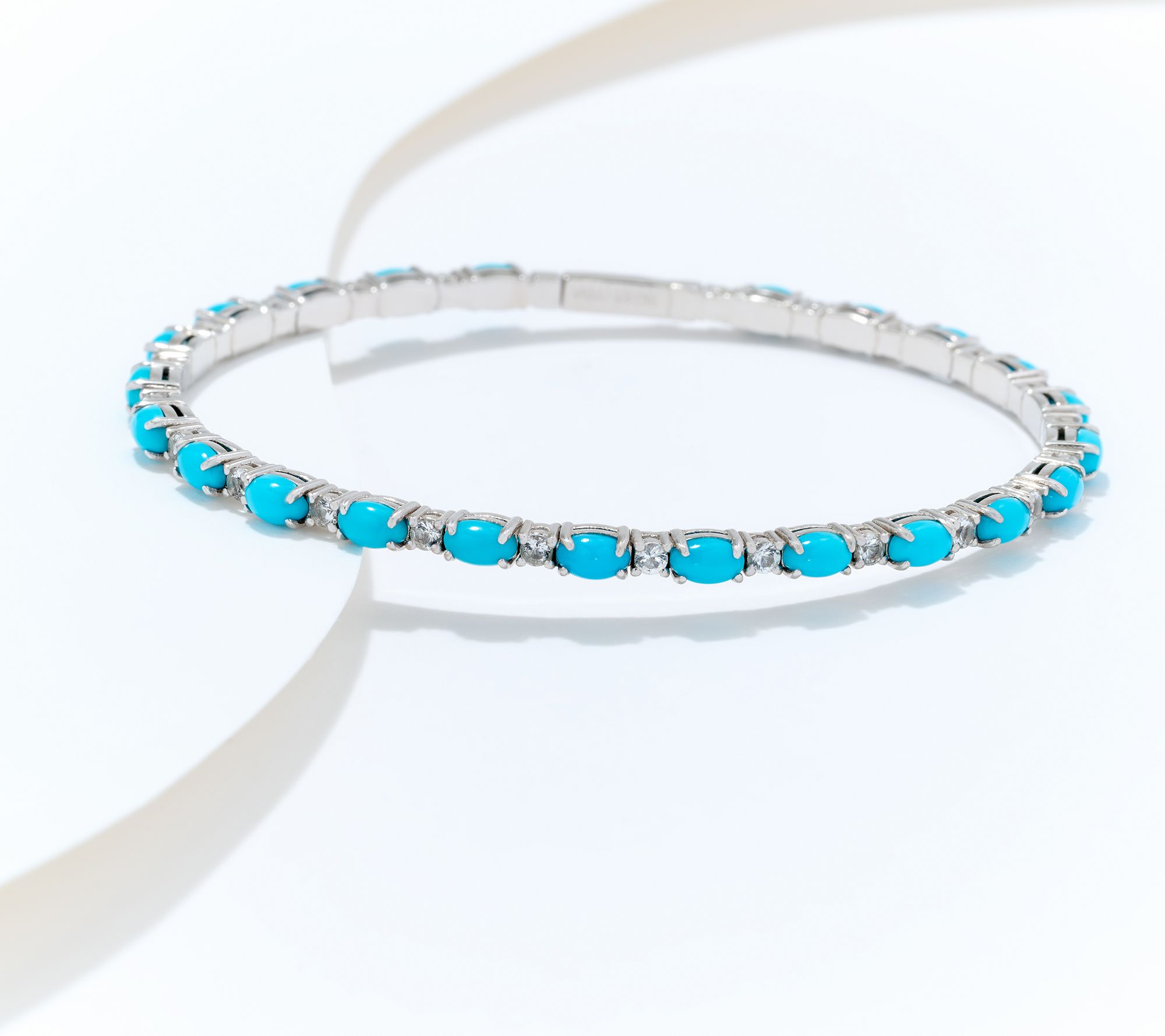 Affinity Gems Oval Gemstone Tennis Bangle, Sterling Silver