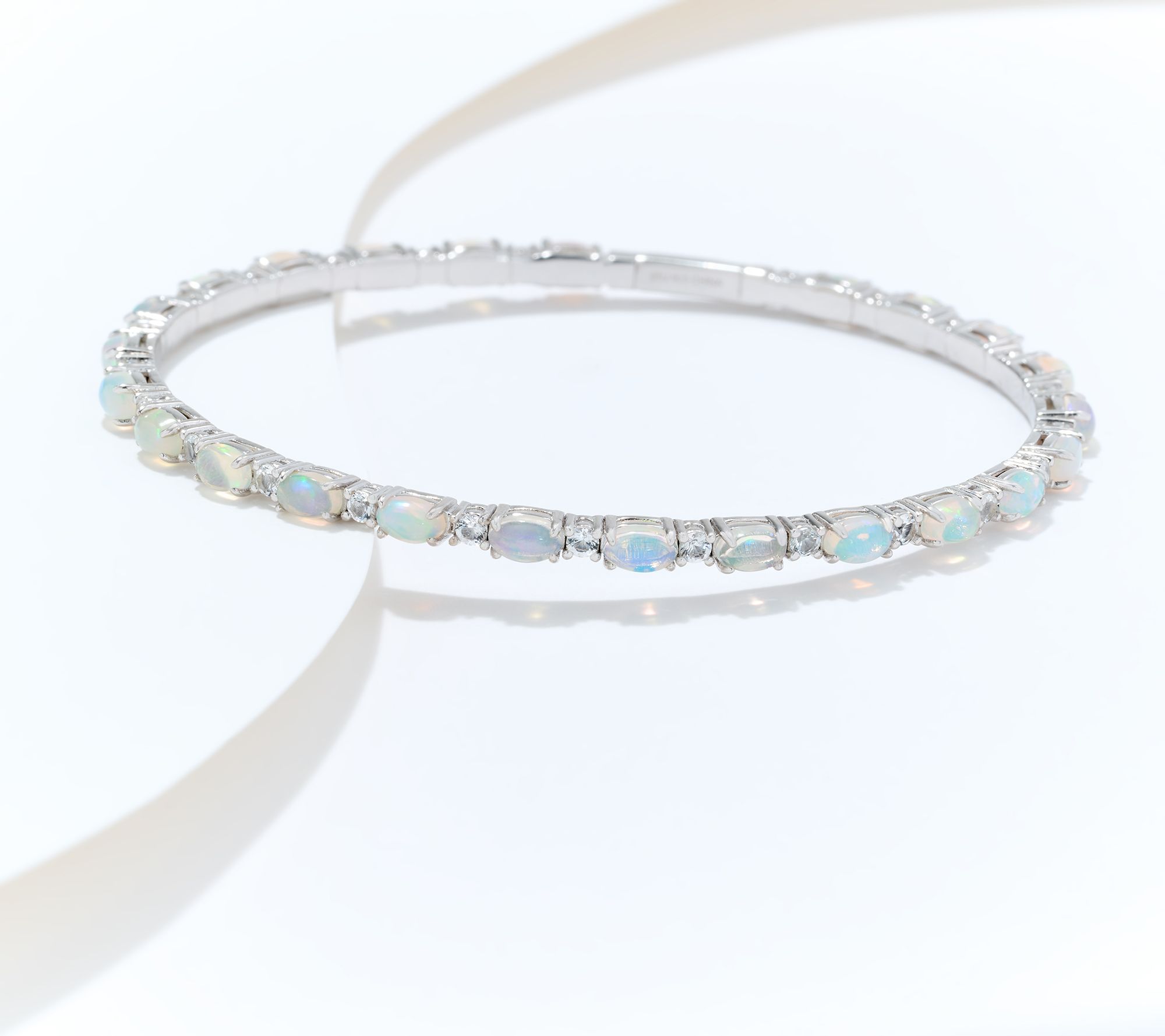 Affinity Gems Oval Gemstone Tennis Bangle, Sterling Silver
