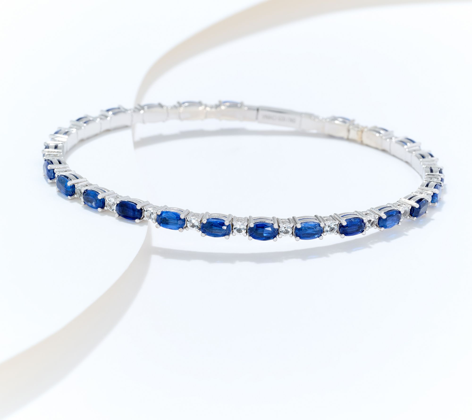 Affinity Gems Oval Gemstone Tennis Bangle, Sterling Silver