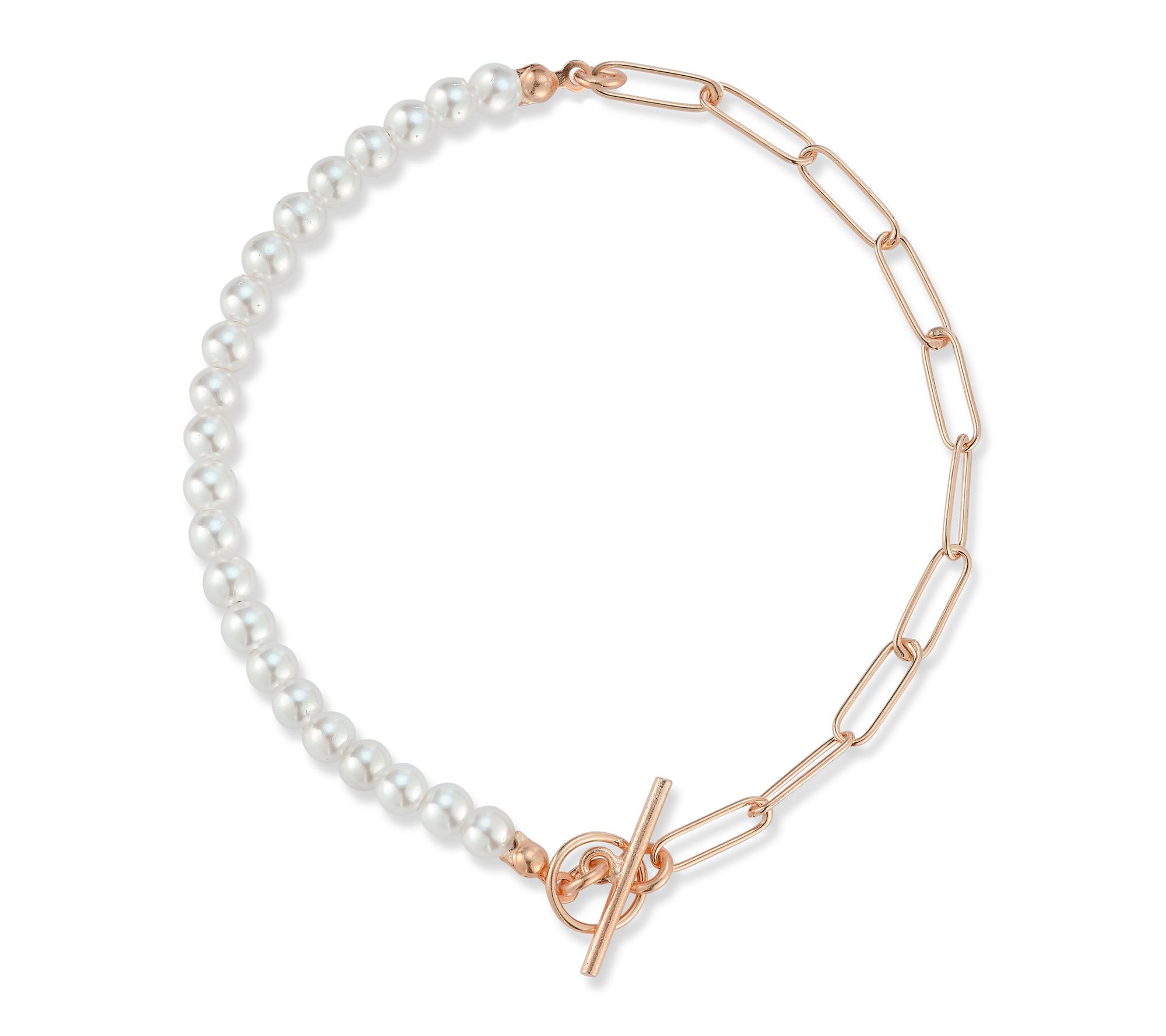 Sterlina Silver Cultured Pearl & Paperclip Bracelet, Sterling