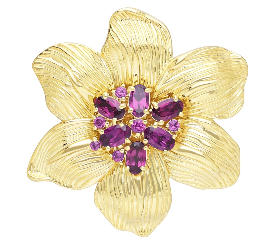 Ariva Sterling Silver Rhodolite Lily Pin Pendan t