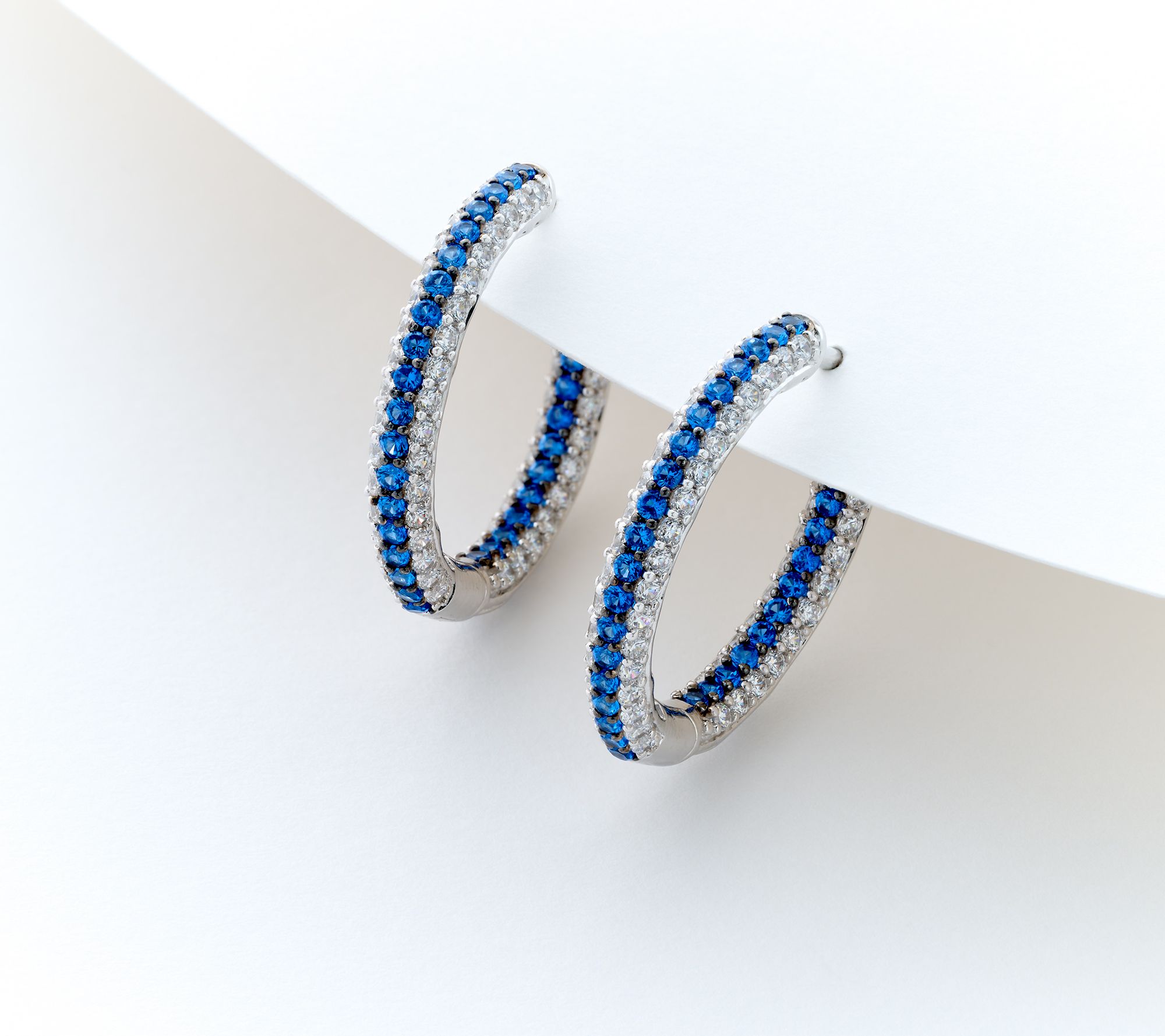 Diamonique x Jennifer Miller 1" Inside-Out Hoop Earrings, Sterling Silver