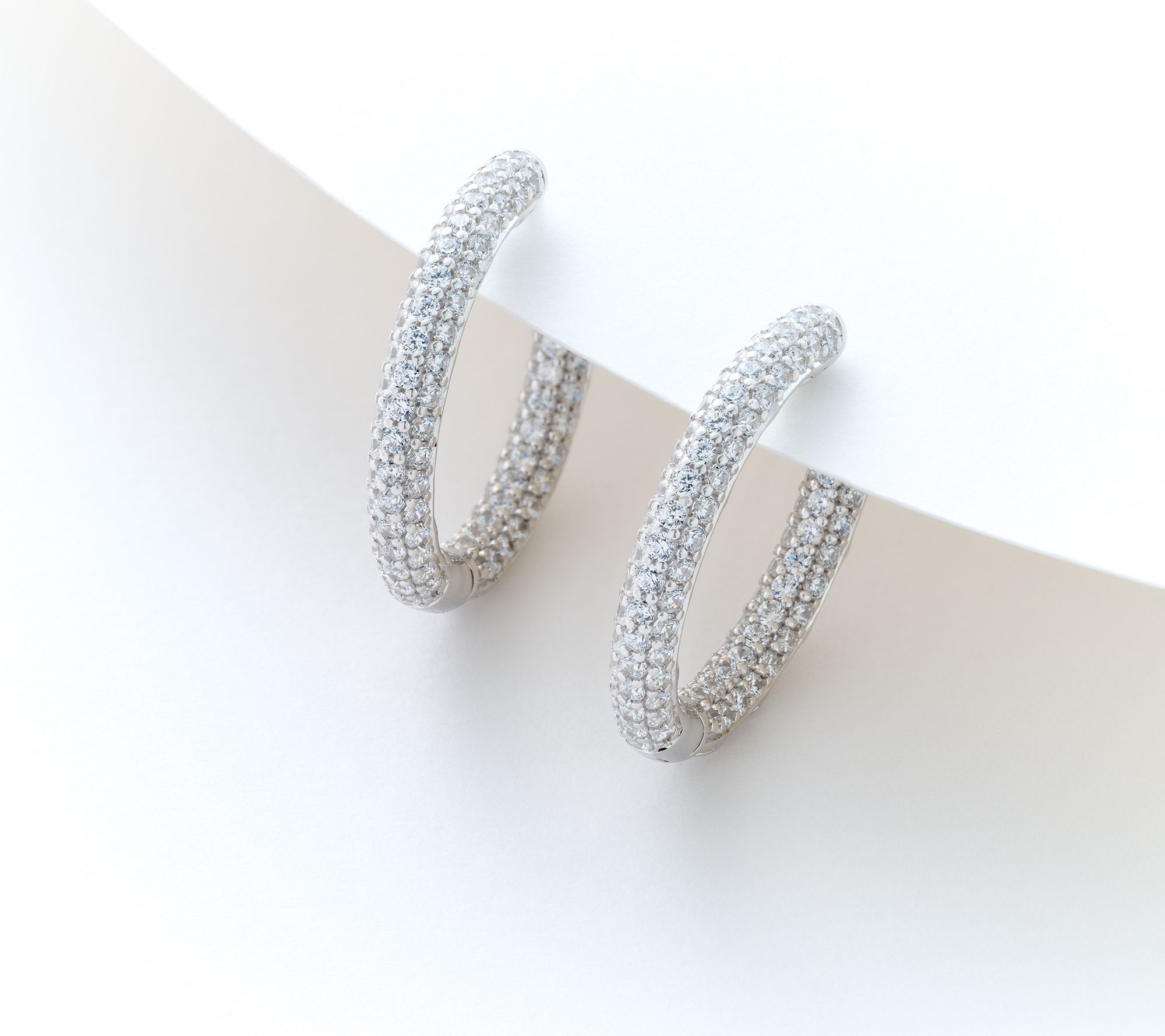 Diamonique x Jennifer Miller 1" Inside-Out Hoop Earrings, Sterling Silver