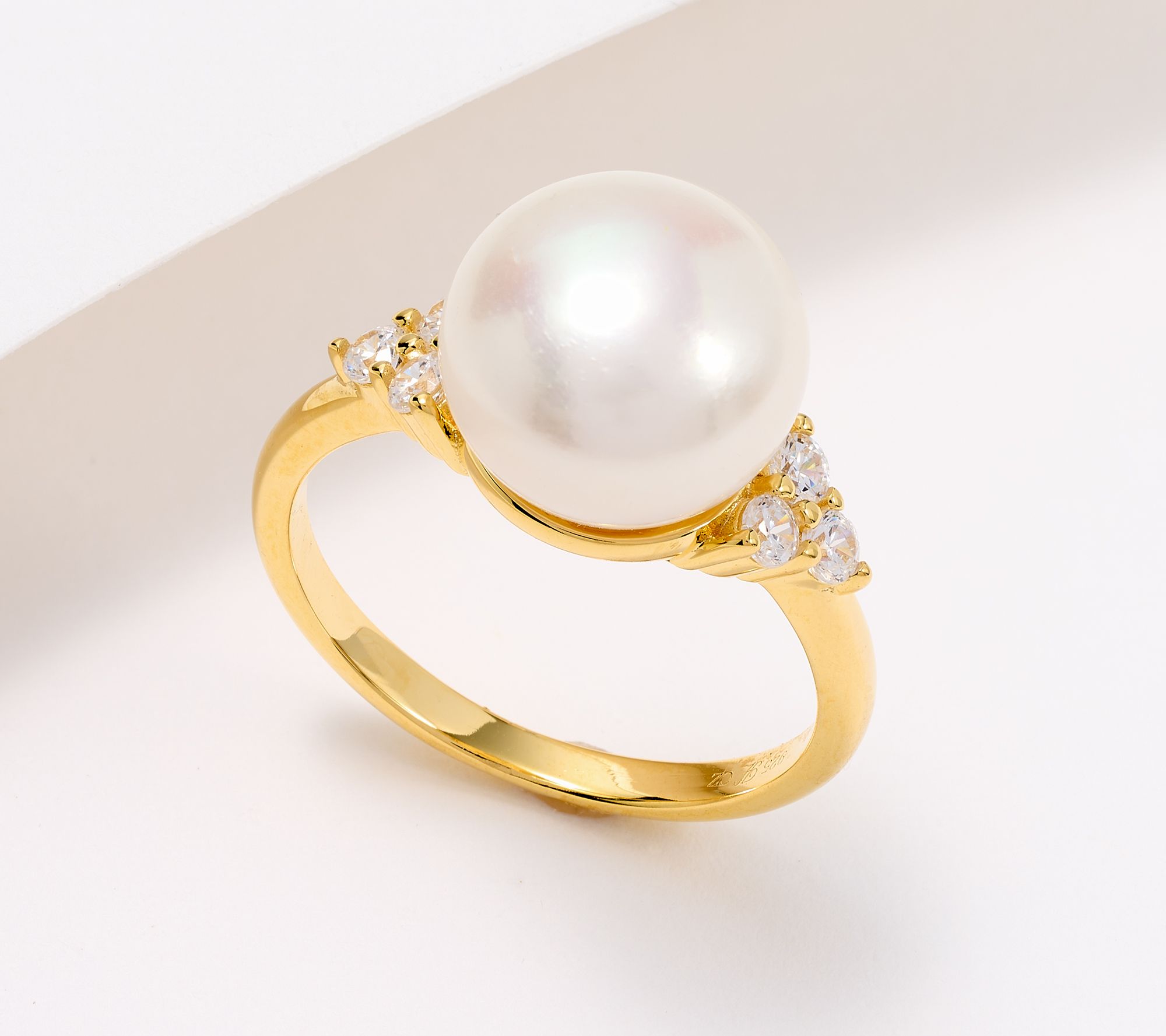 "As Is" Honora Cultured Pearl with Diamonique Ring