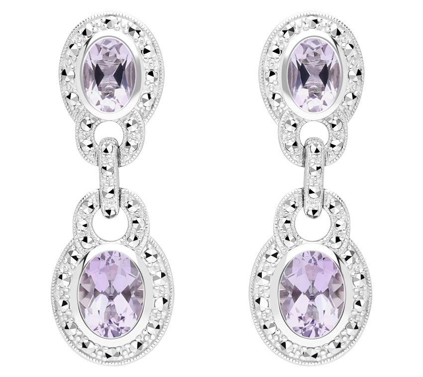 Dallas Prince Chrome Marcasite & Gemstone Earrings, Sterling