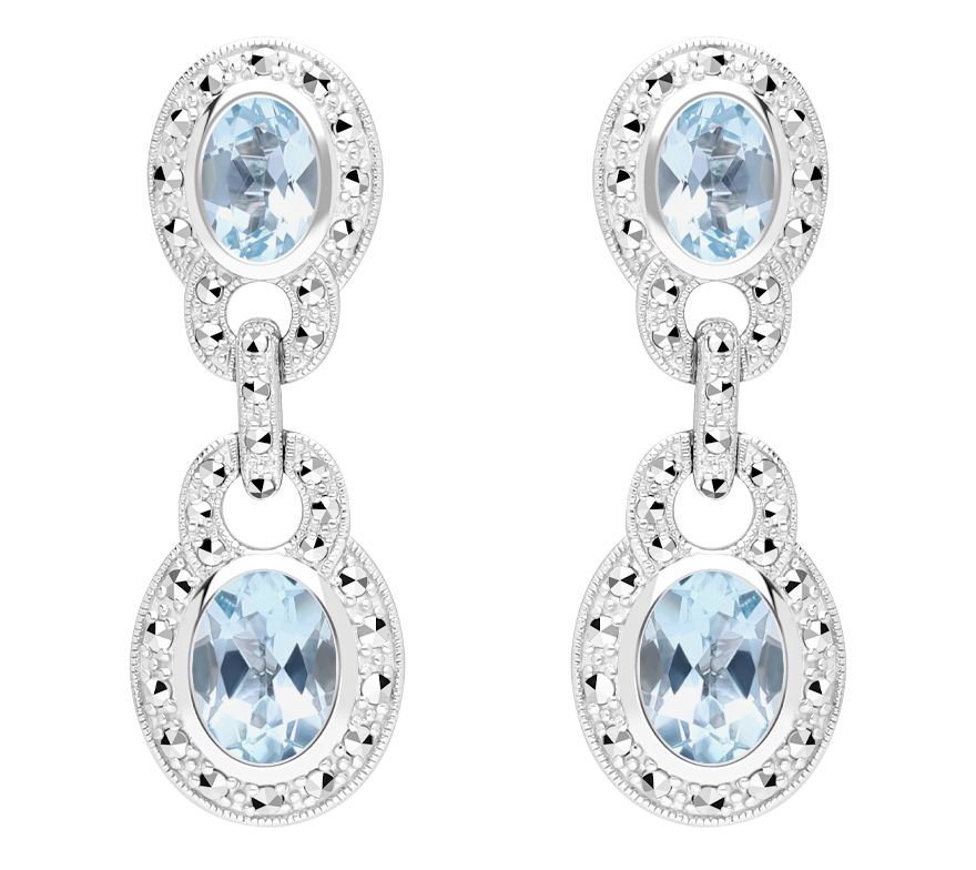 Dallas Prince Chrome Marcasite & Gemstone Earrings, Sterling