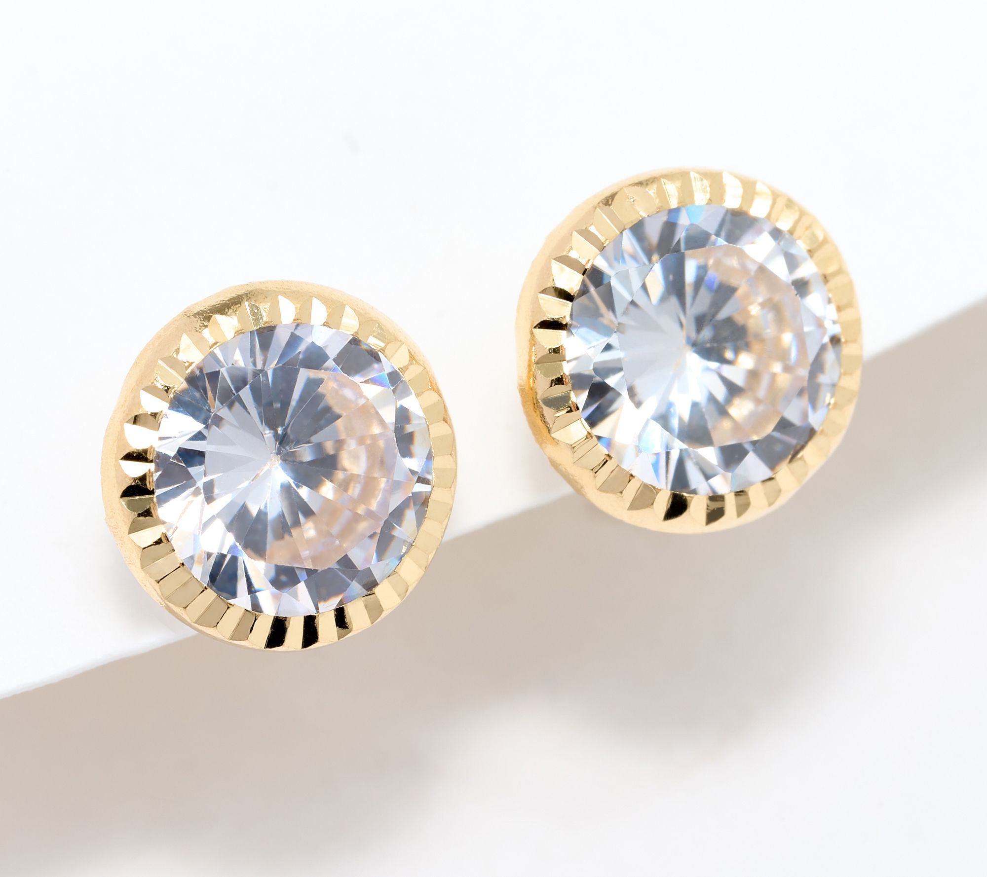"As Is" Diamonique Italia Round Stud Earrings, 14K Gold