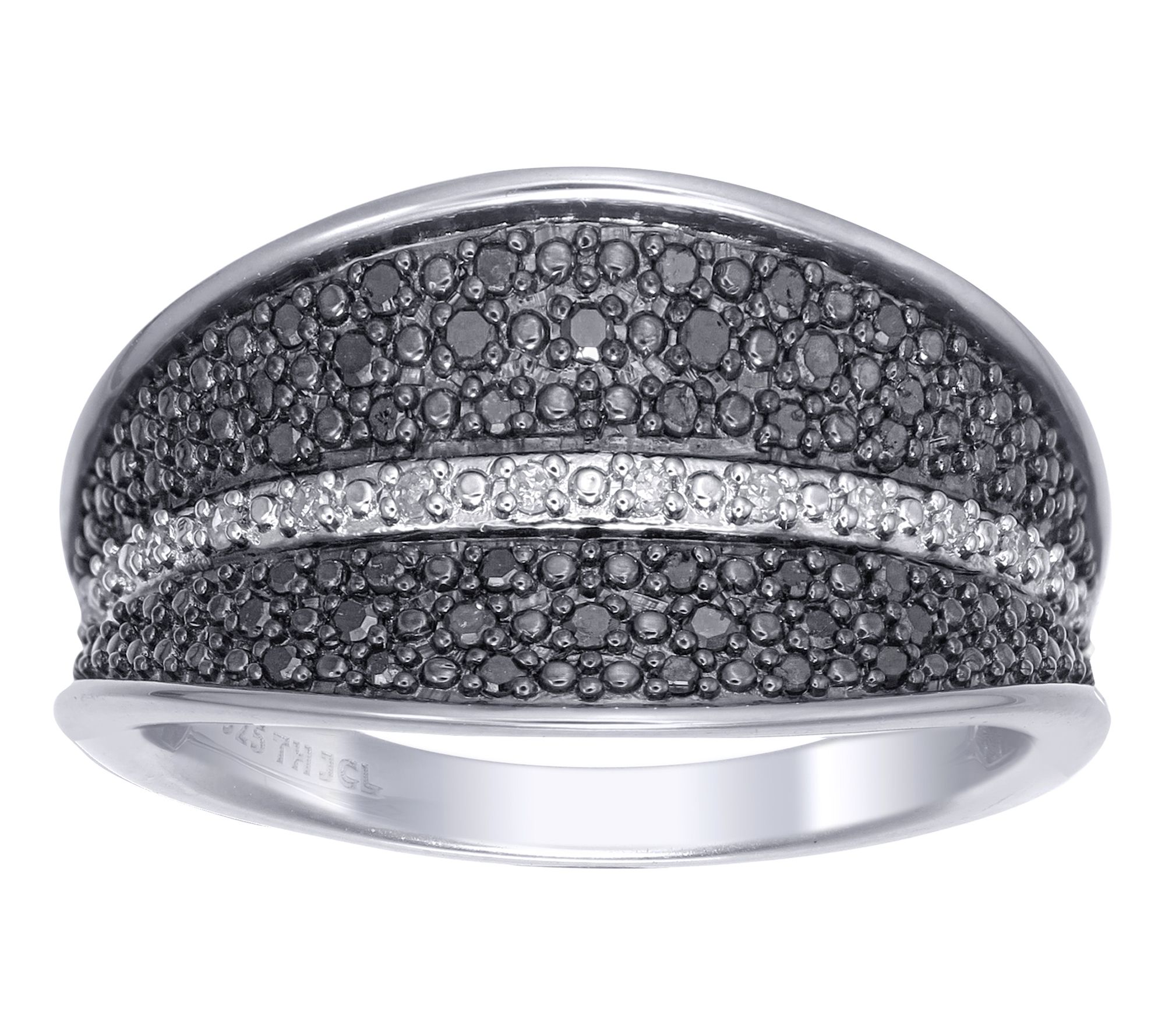Affinity Diamonds Black & White Pave Ring, Sterling Silver
