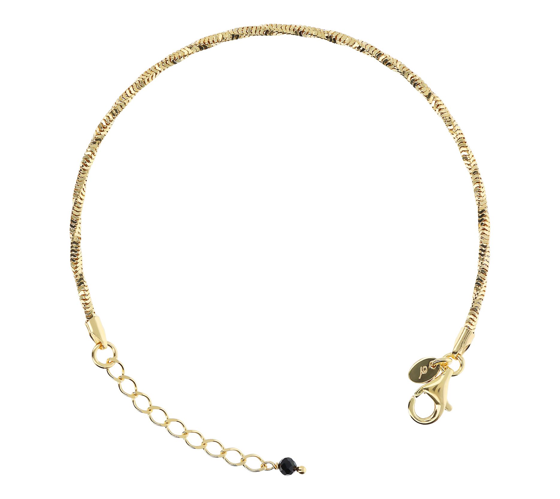 Veronese 18K Gold Clad Black Spinel Box Chain Bracelet