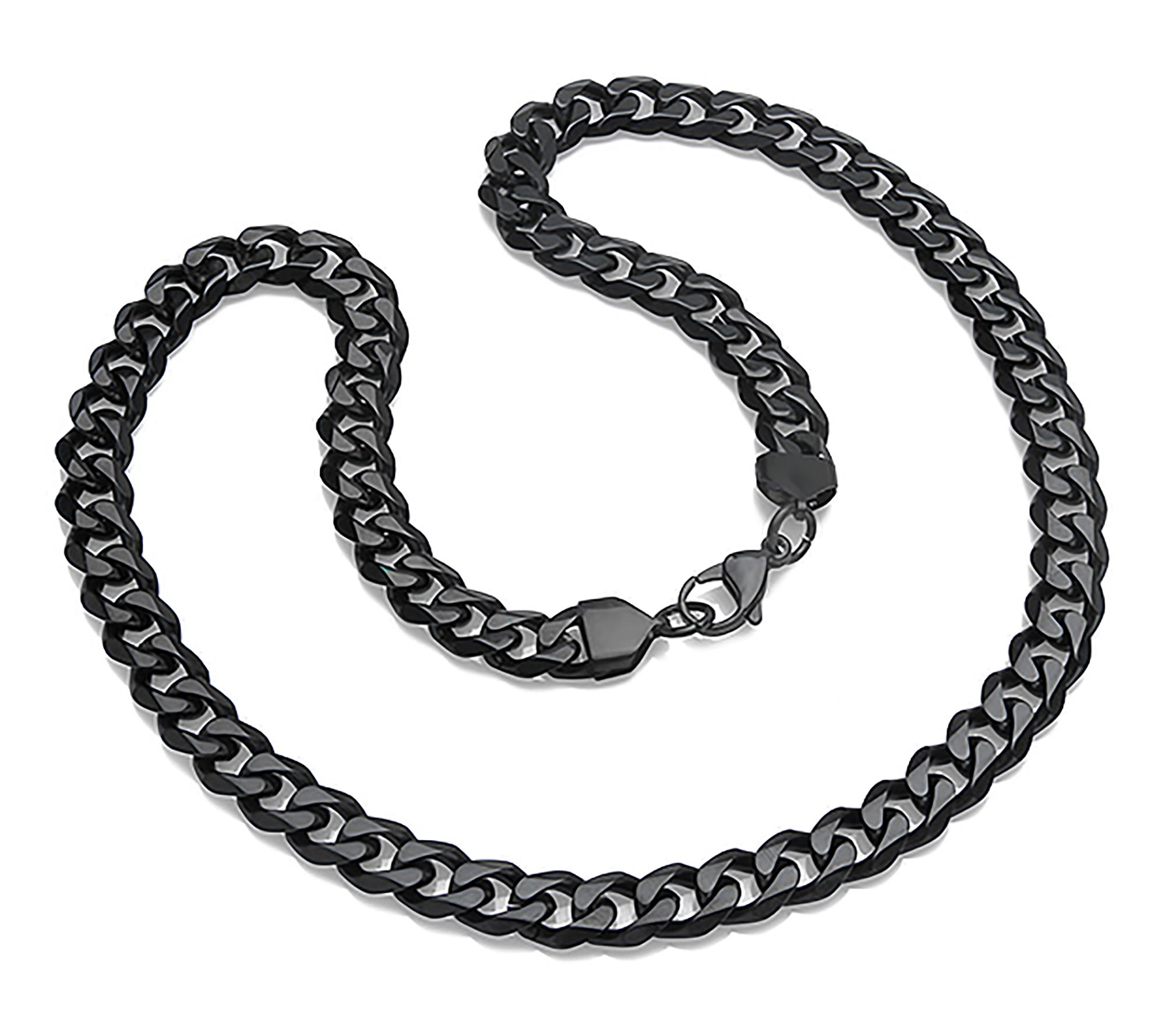 Steel By Design Men's Black IP Curb Chain Necklace