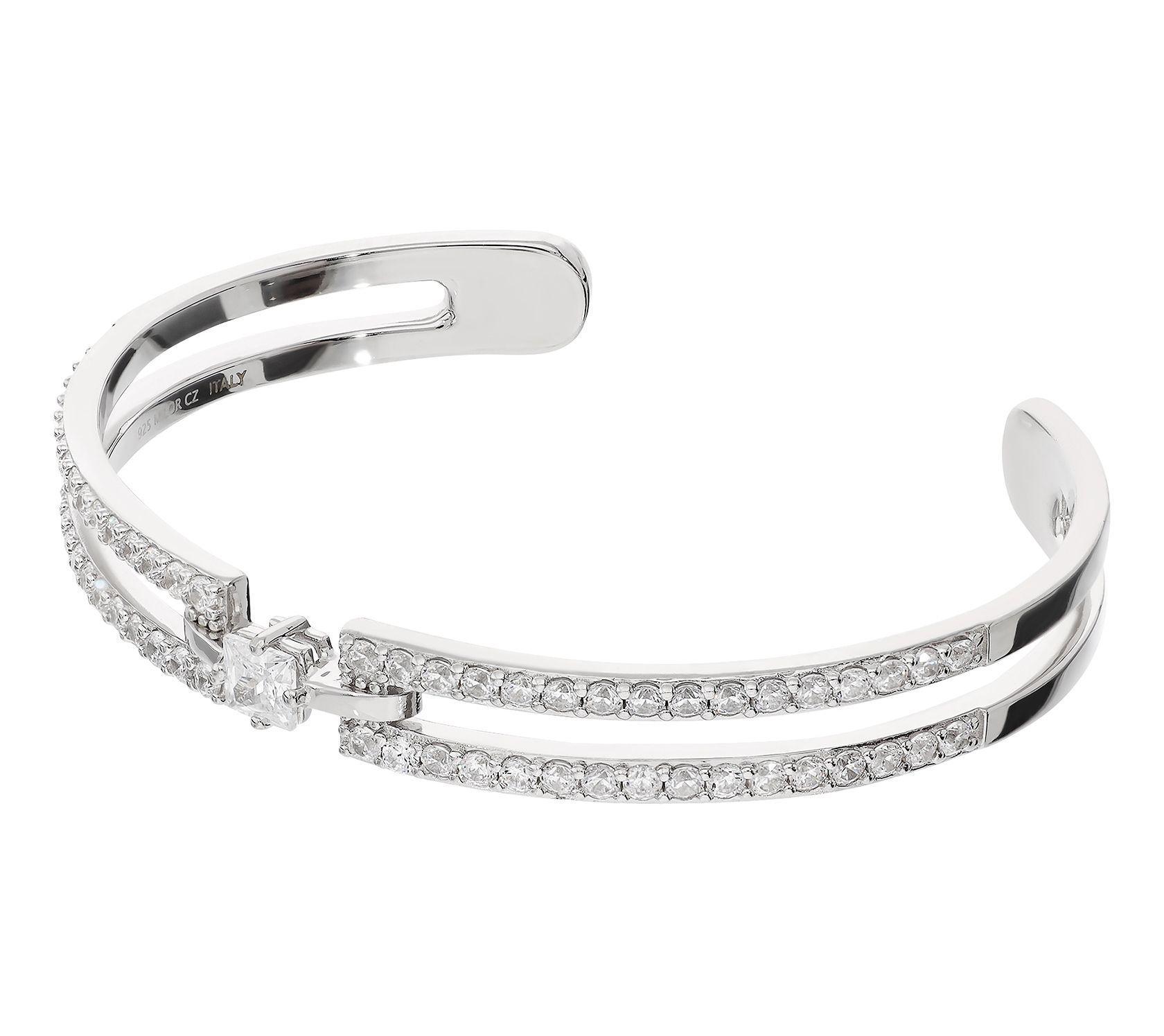 Diamonique 3.05 cttw Pave Cuff, Sterling Silver