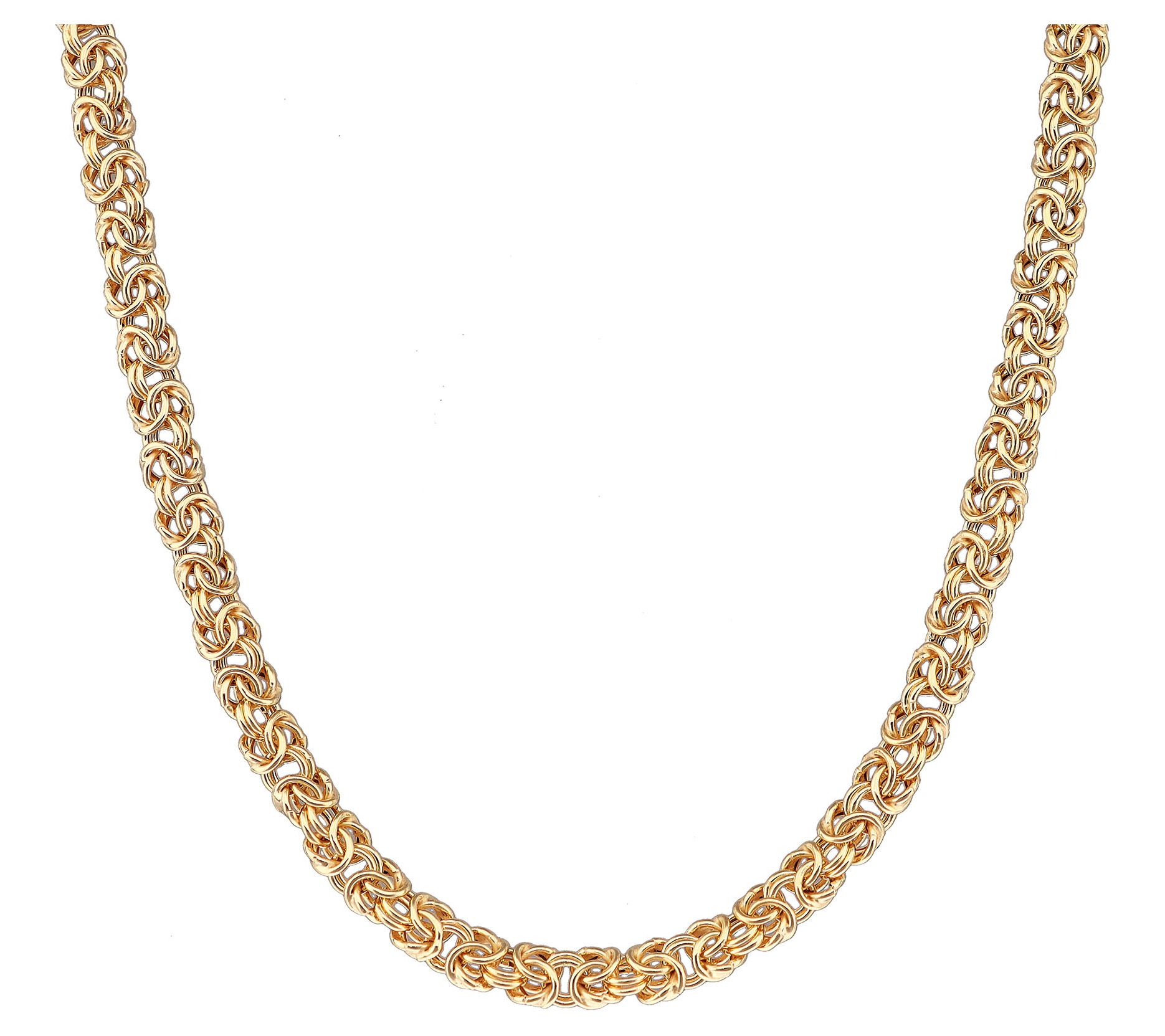 UltraFine Silver 18" Byzantine Necklace, 18K Gold Plated