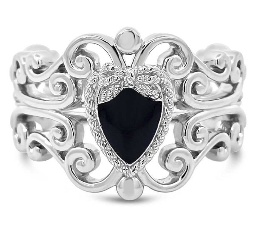 Goddaughters Sterling Love Knot Heart Enamel Renaissance Ring